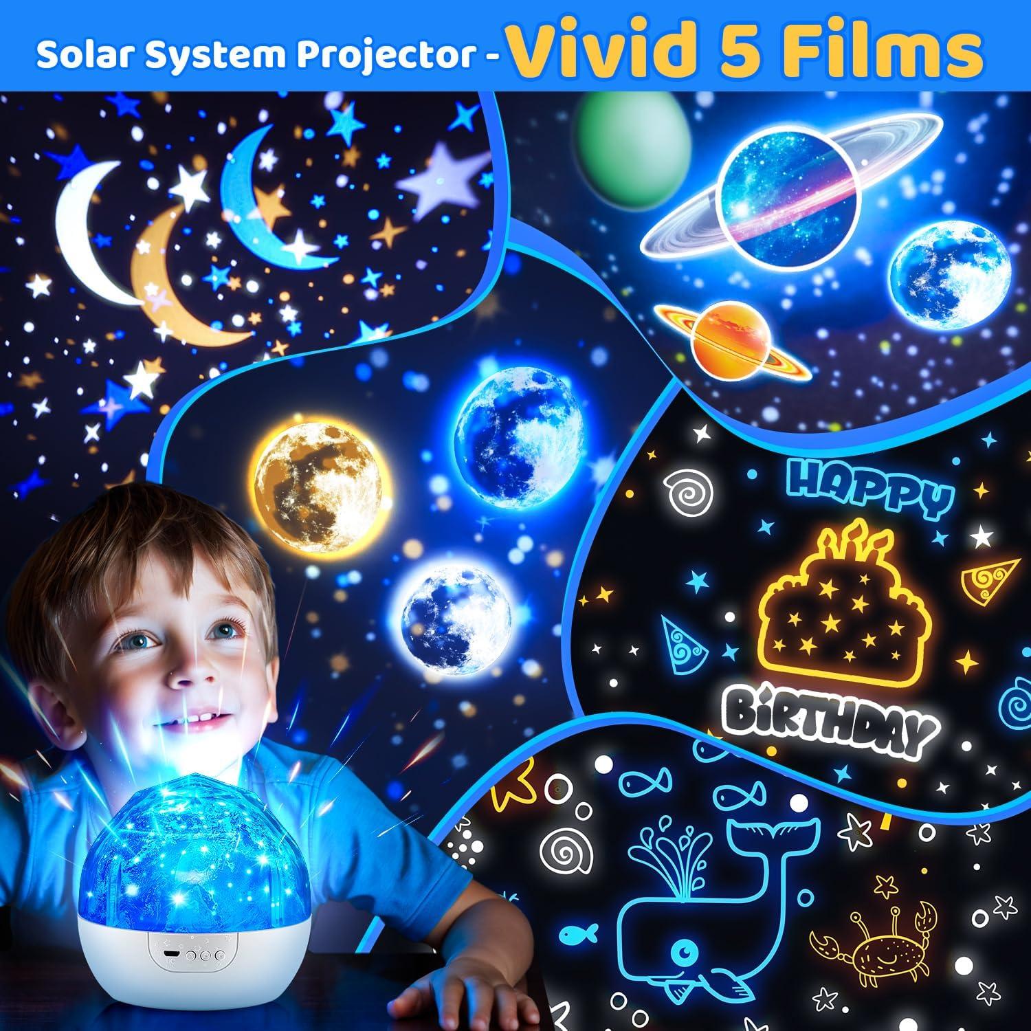Proyector de Luz Nocturna ONE FIRE Sistema Solar 360° 5 Películas