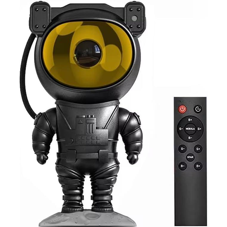 Astronaut Galaxy Projector – 7 Nebula Effects & Twinkling Green Stars, 360° Rotatable Head, Remote & Timer, Space-Themed Night Light for Kids & Adults, Room Decor Gift (Black)