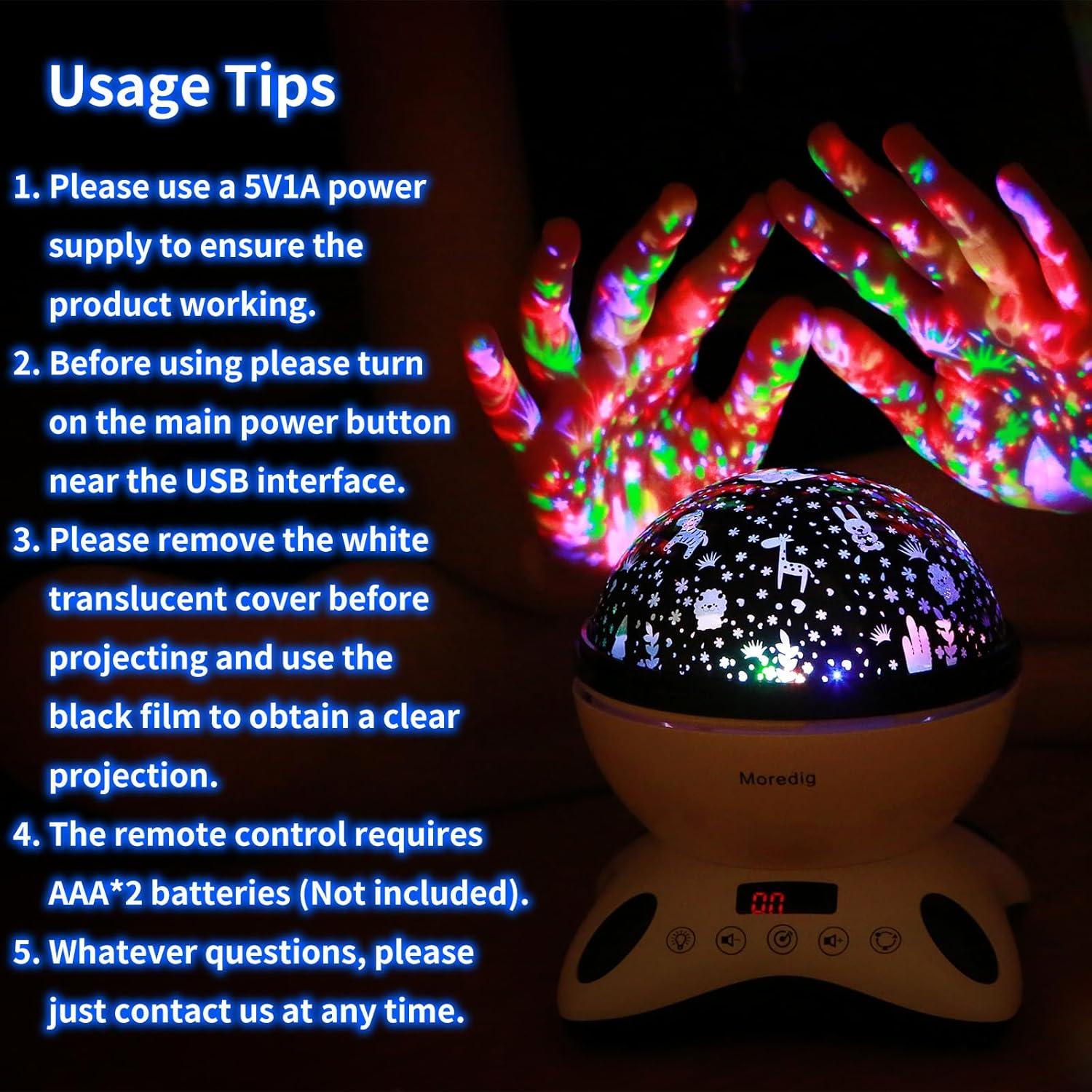 Proyector de Luz Nocturna Moredig con Control Remoto y Música