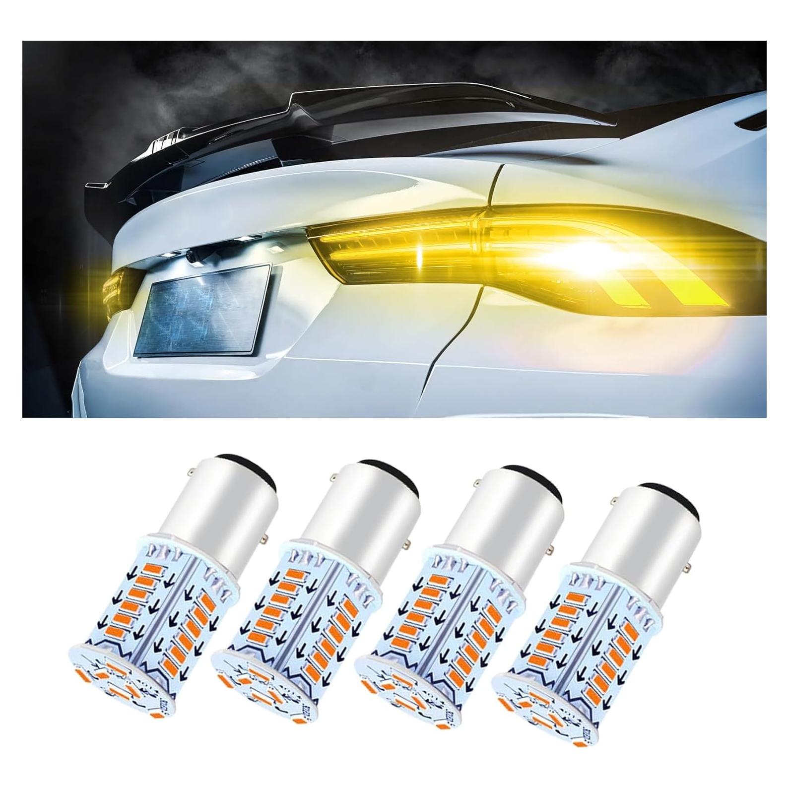 4 Bombillas LED 1157 Kutyun para Luces de Freno 12V Amarillo