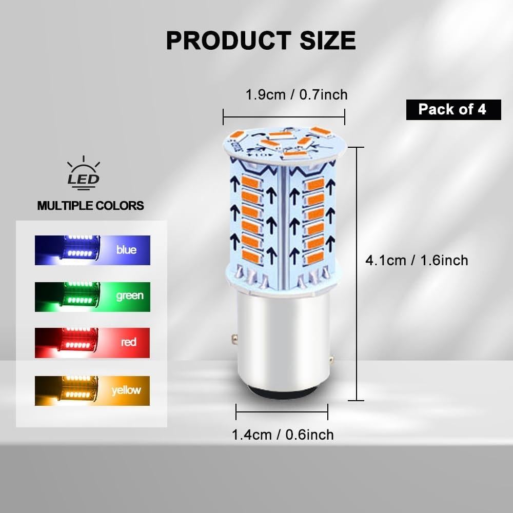 4 Bombillas LED 1157 Kutyun para Luces de Freno 12V Amarillo
