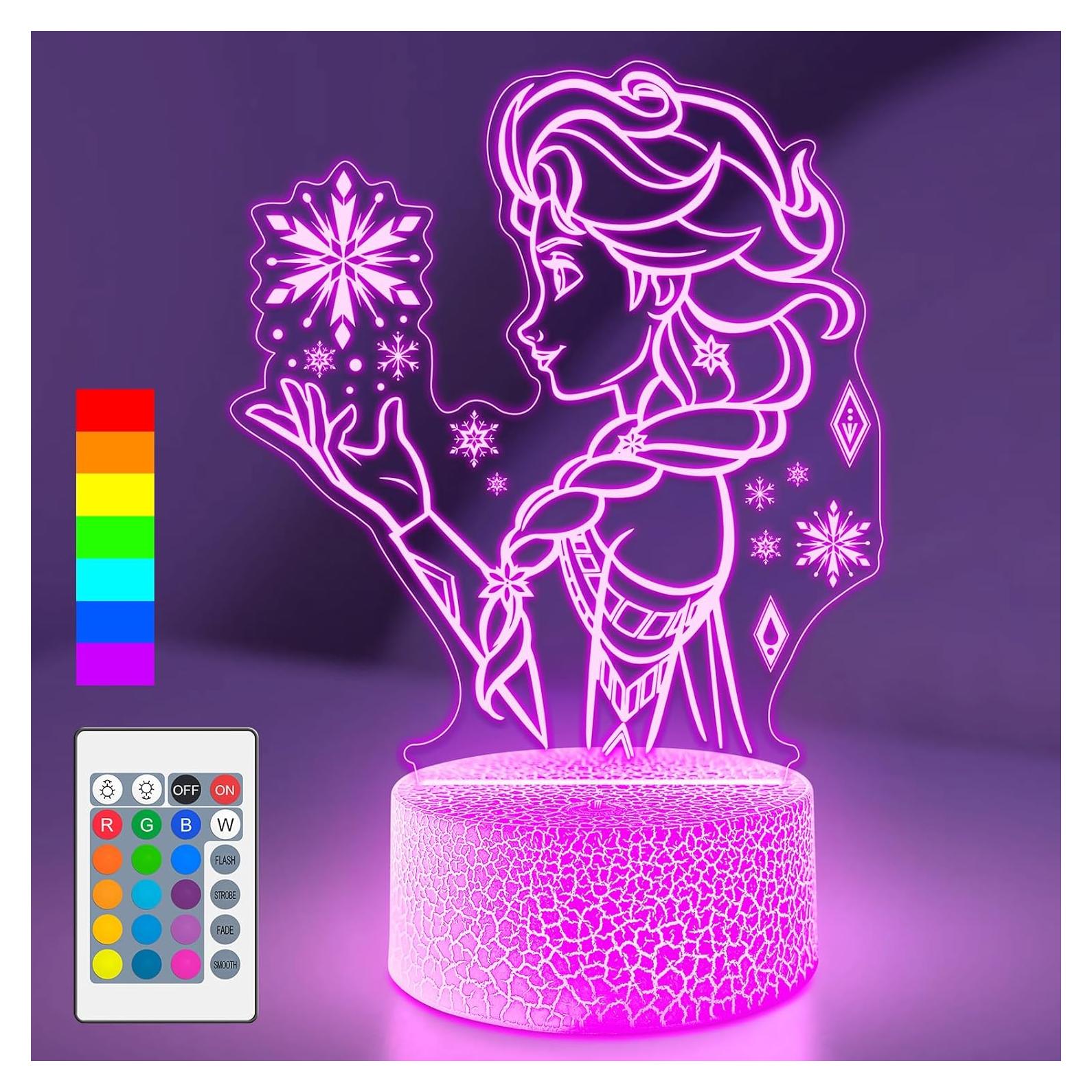 Luz Nocturna 3D Princesa Linda Skyminotin 16 Colores Regulable