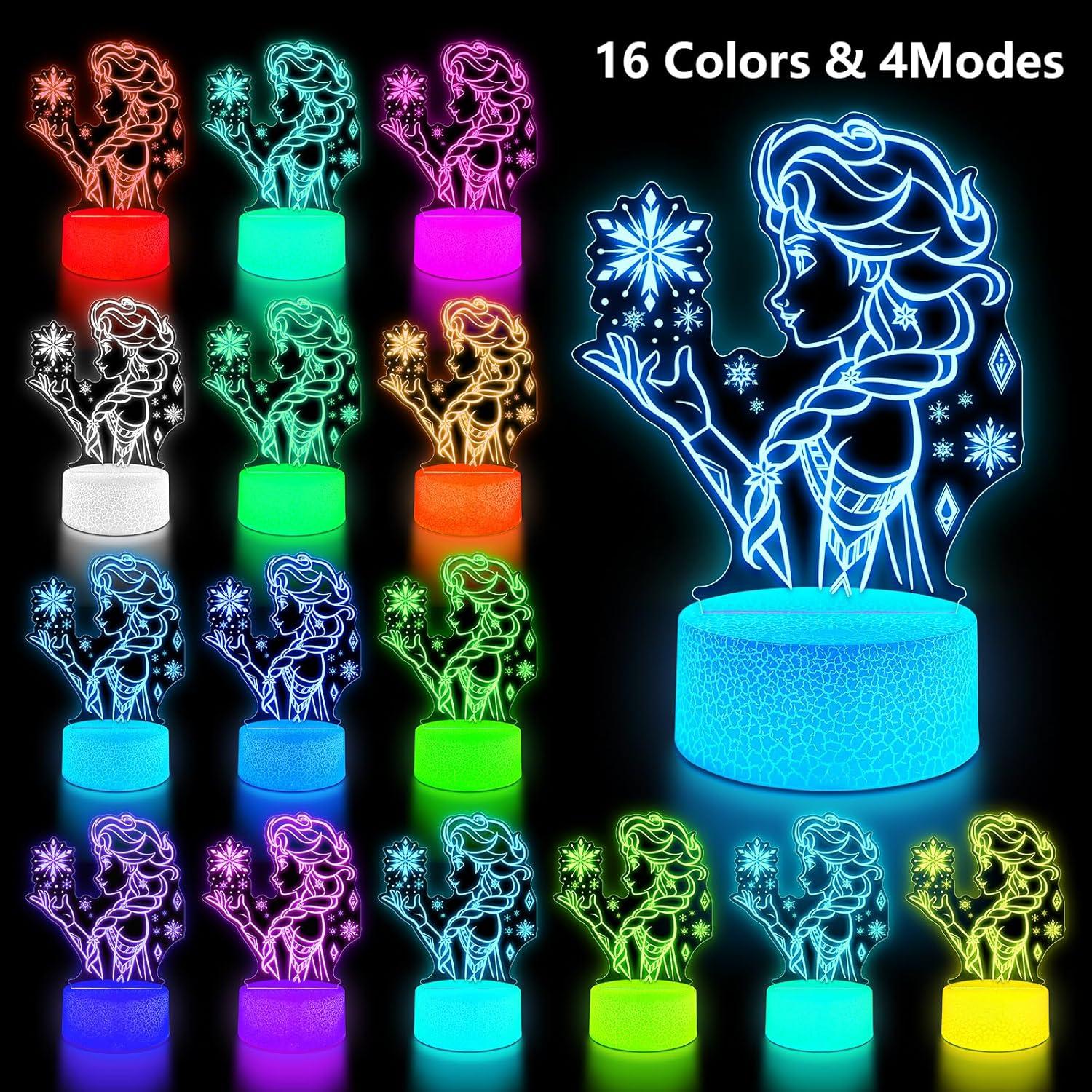 Luz Nocturna 3D Princesa Linda Skyminotin 16 Colores Regulable
