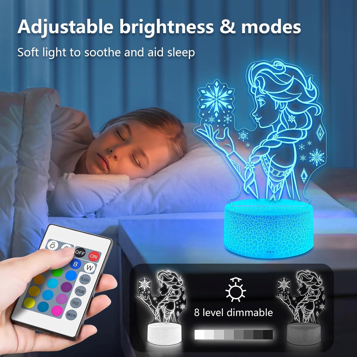 Luz Nocturna 3D Princesa Linda Skyminotin 16 Colores Regulable