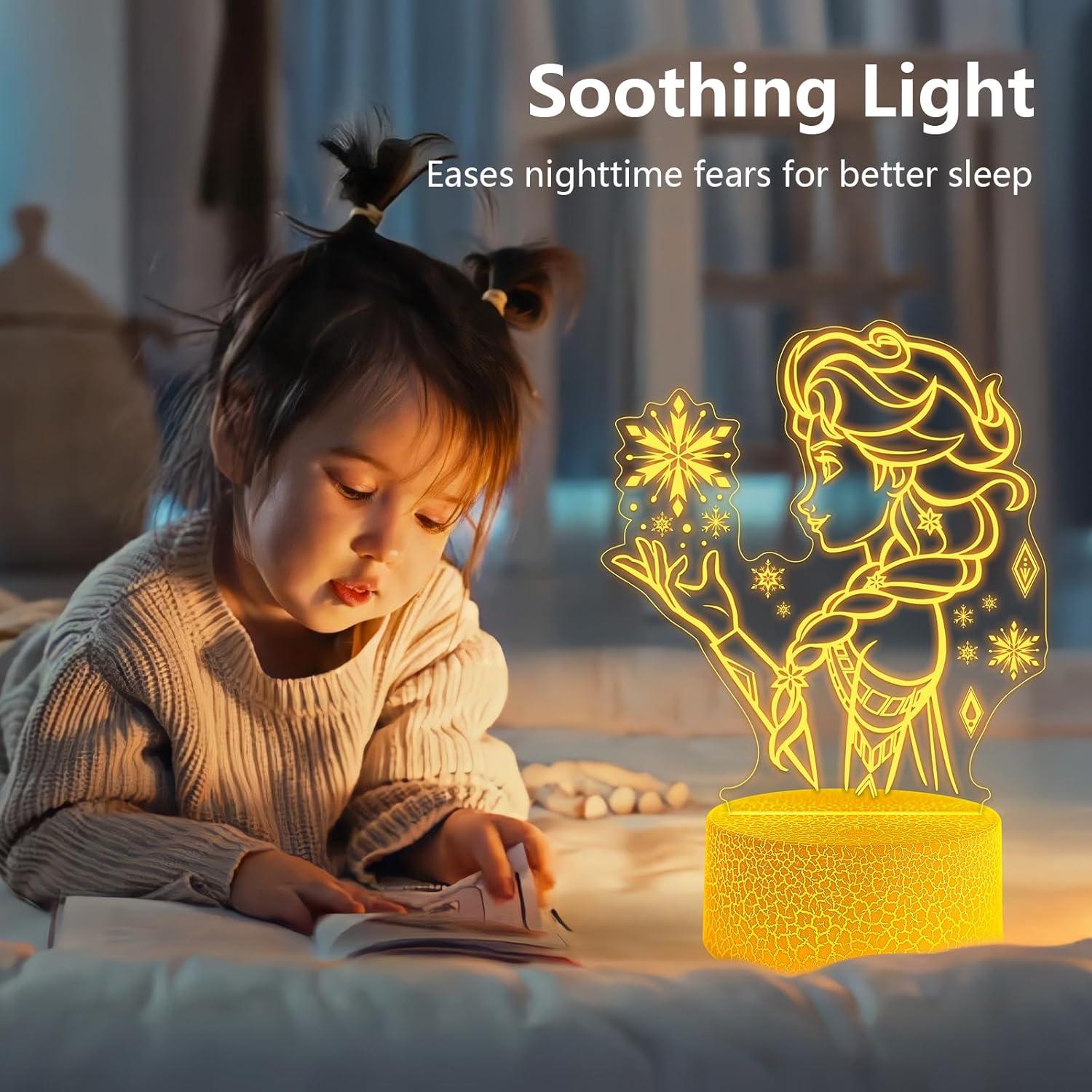 Luz Nocturna 3D Princesa Linda Skyminotin 16 Colores Regulable