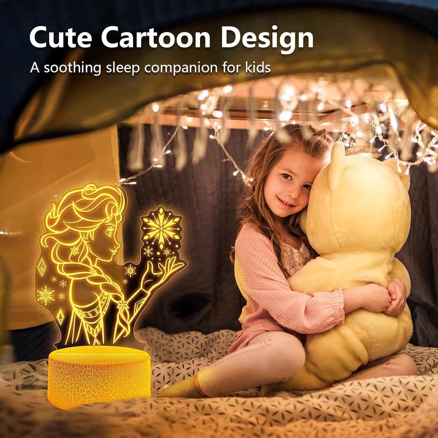 Luz Nocturna 3D Princesa Linda Skyminotin 16 Colores Regulable