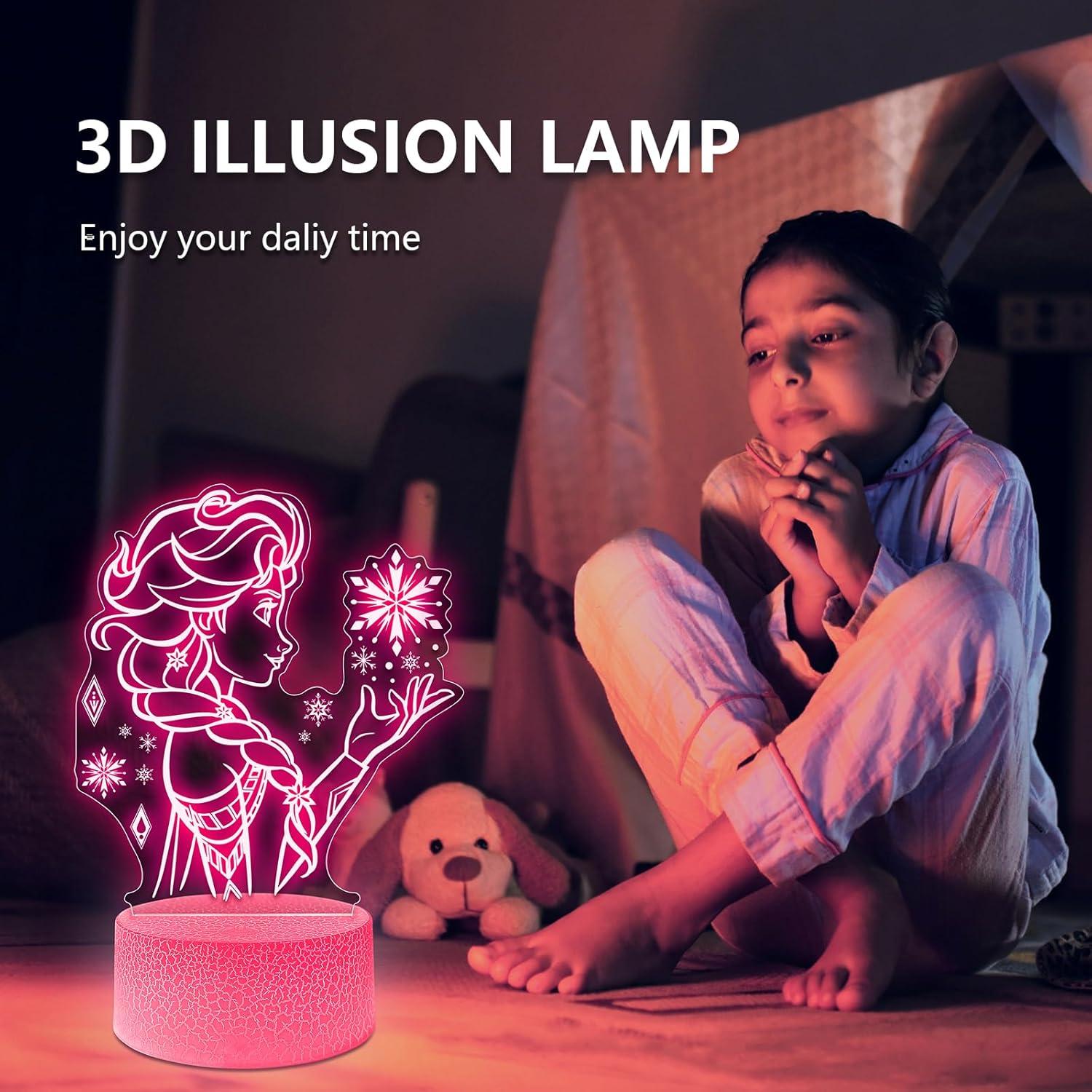 Luz Nocturna 3D Princesa Linda Skyminotin 16 Colores Regulable