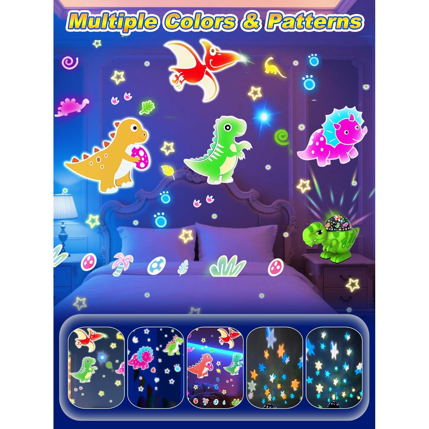 Luz Nocturna Dinosaurio DQMOON Proyector Estrellas 9 Colores