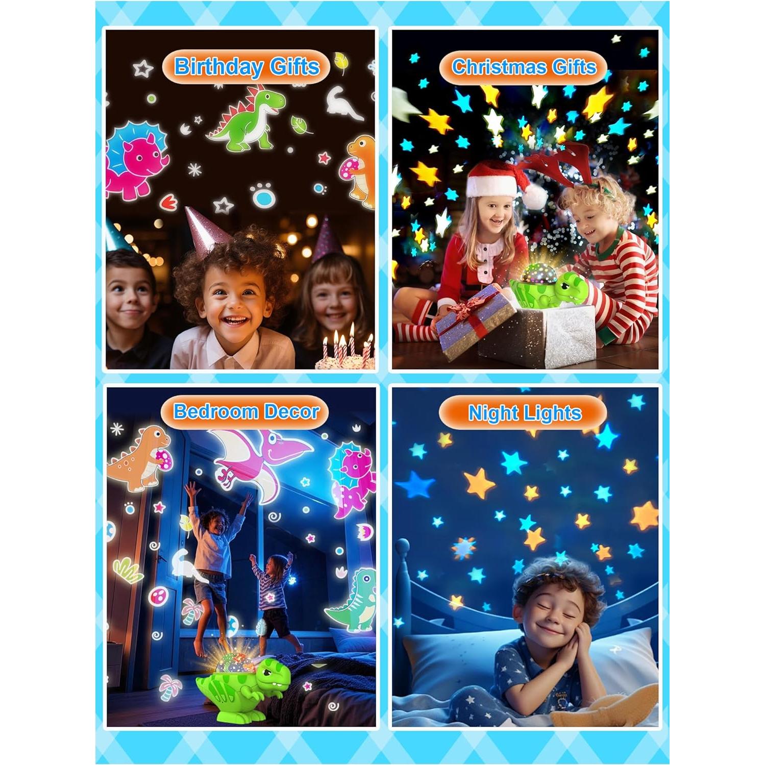 Luz Nocturna Dinosaurio DQMOON Proyector Estrellas 9 Colores