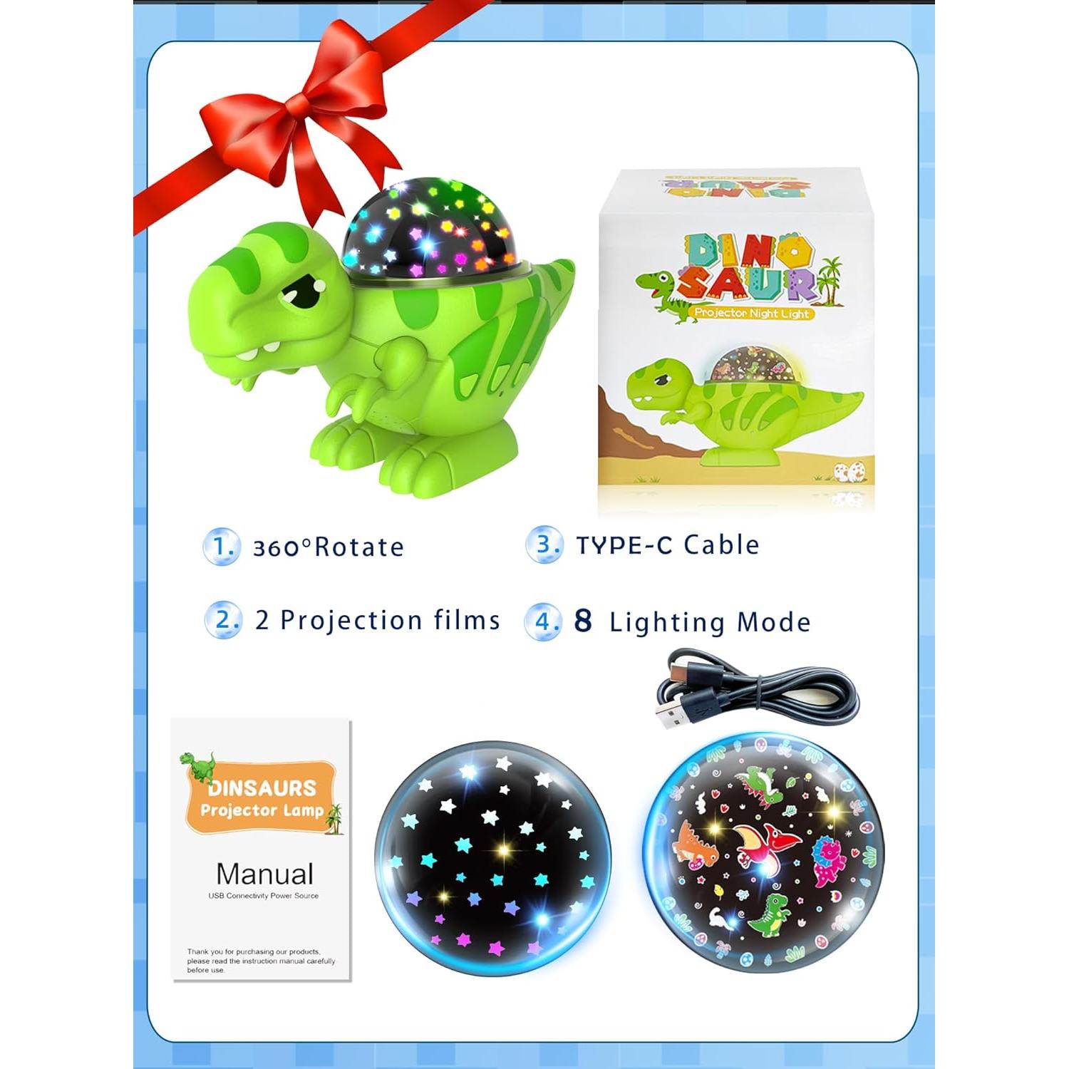 Luz Nocturna Dinosaurio DQMOON Proyector Estrellas 9 Colores