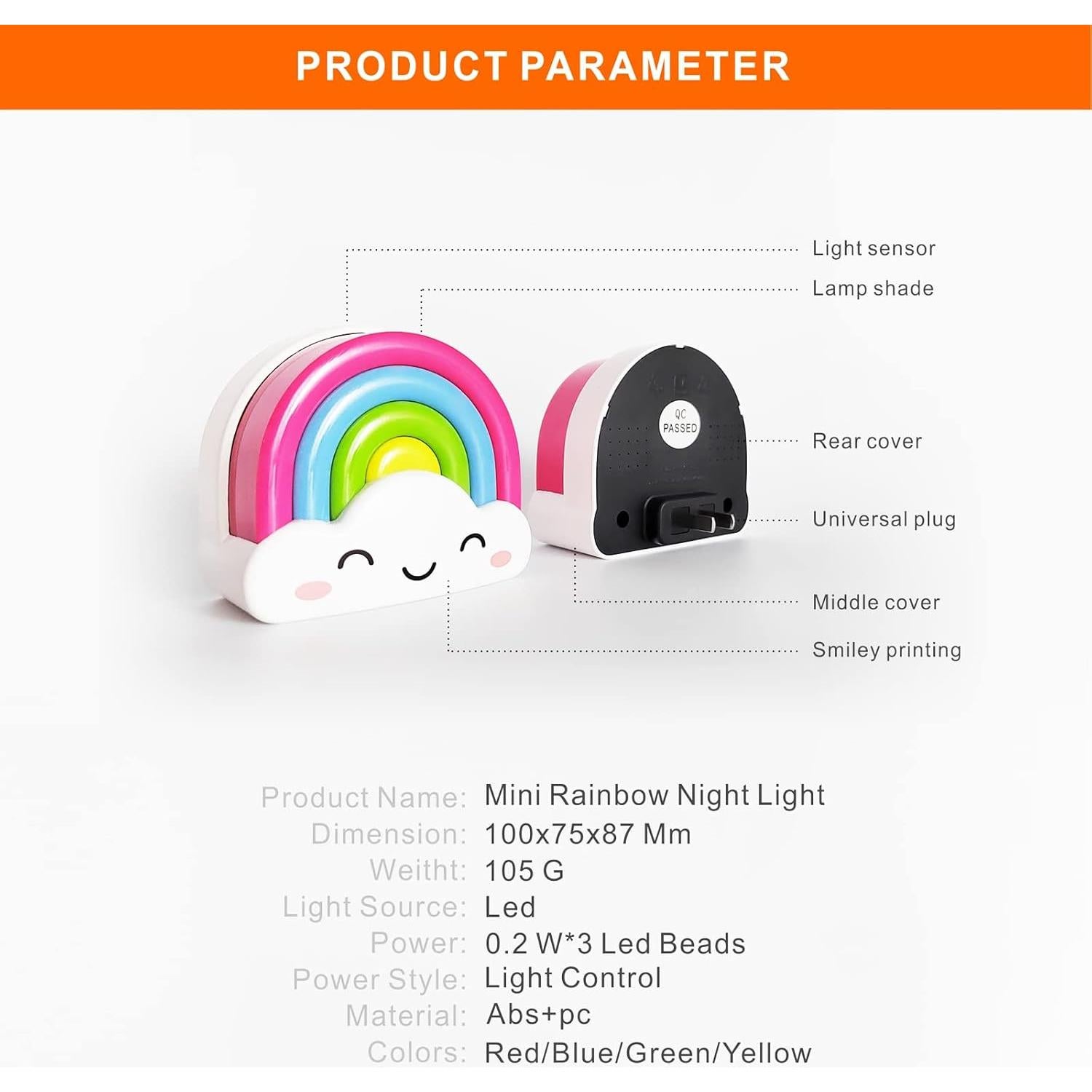 Luz Nocturna Arcoíris Amezín LED 0.6W con Sensor Automático