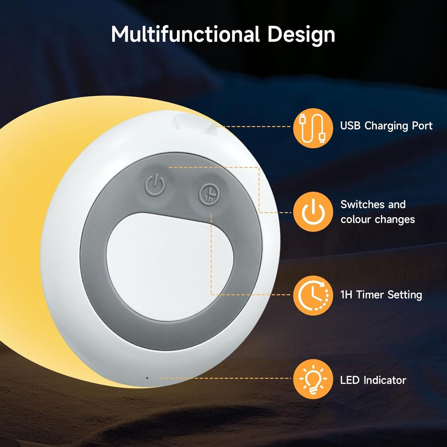 Luz Nocturna Tyute T-1 para Niños, Silicona RGB, 9.4cm