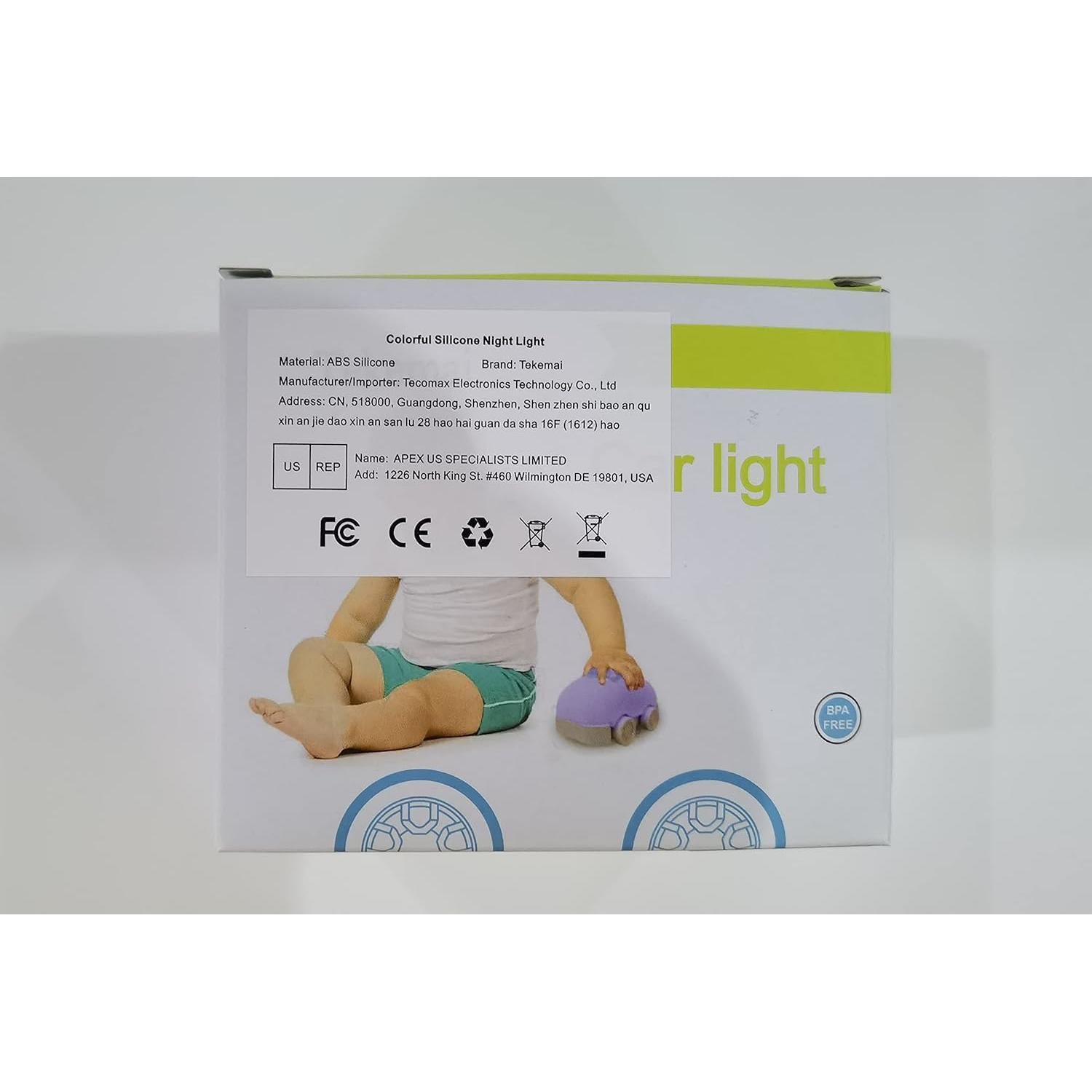 Luz Nocturna Tekemai Tren Recargable USB 9 Colores Ajustable