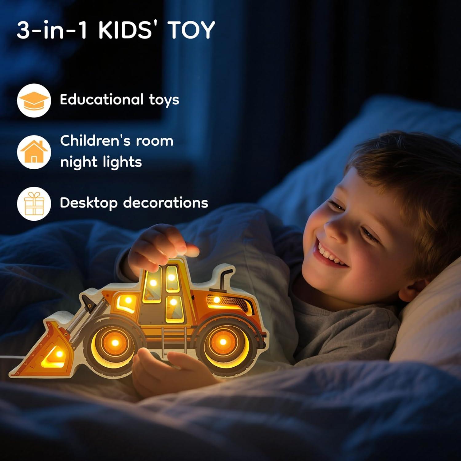 Luz Nocturna LED Cargador de Madera Letoiz para Niños