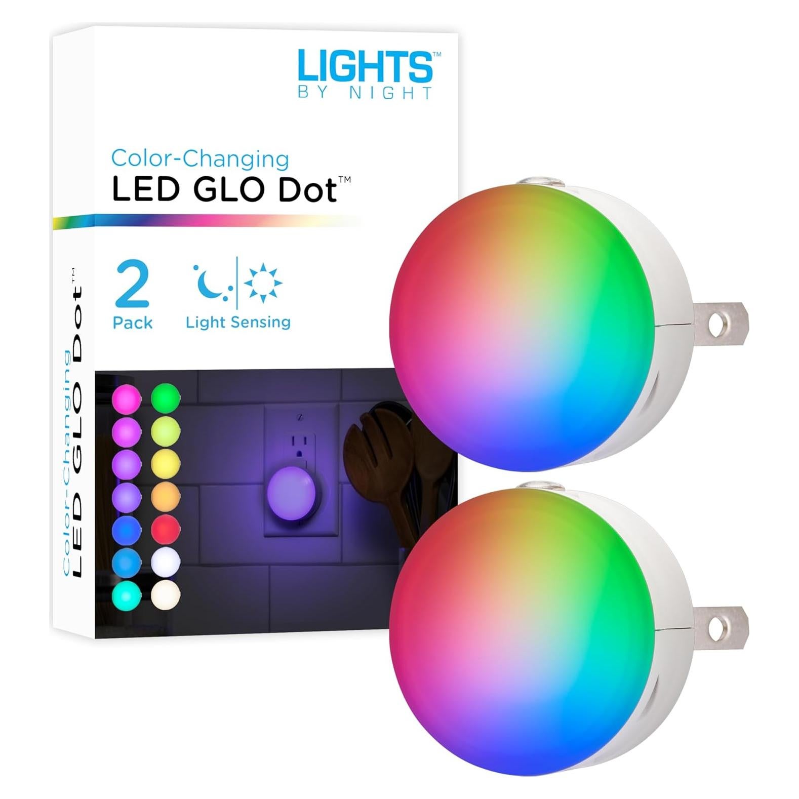 Luces de Noche LED GLO Dot 2 Paquete, Cambiantes de Color