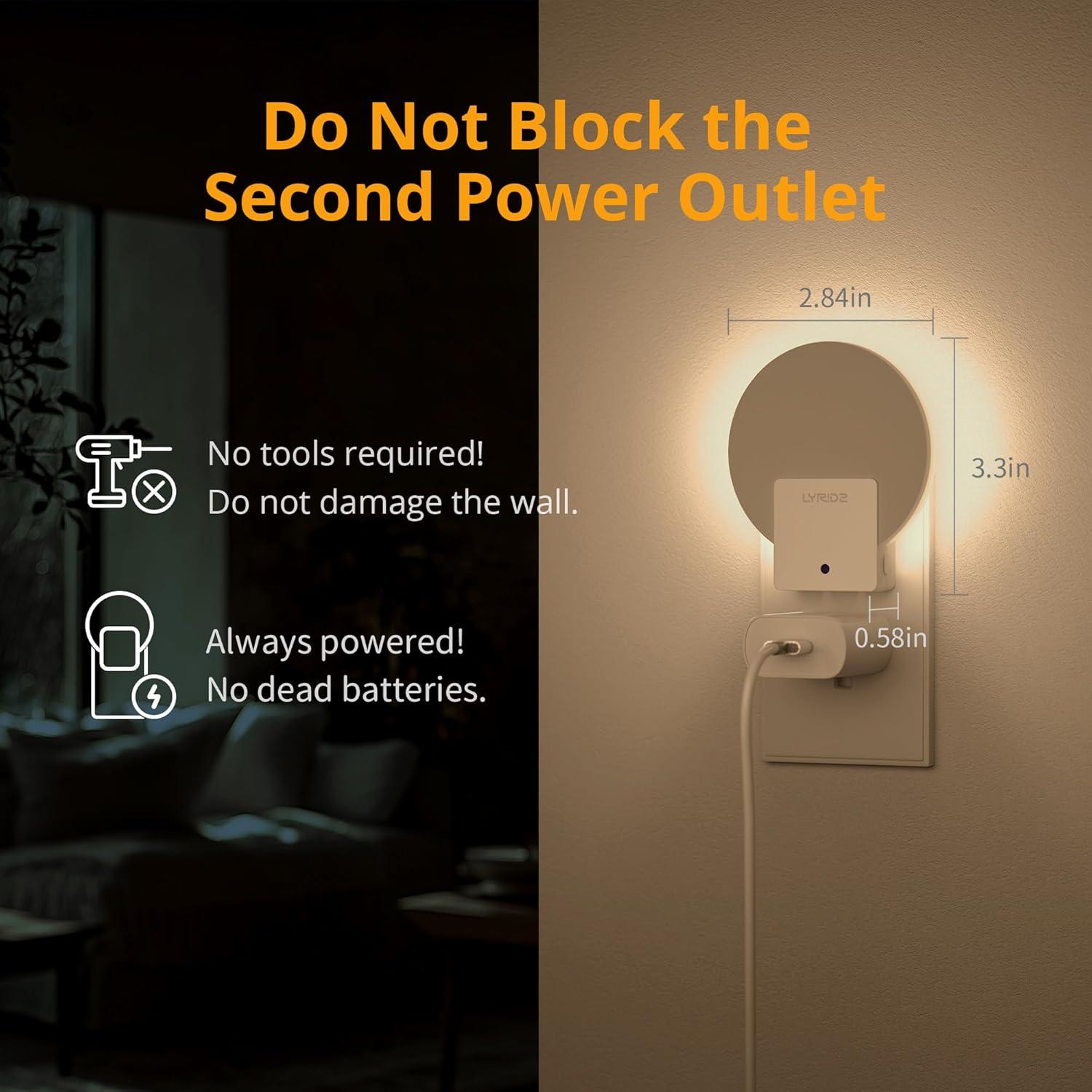 Luz Nocturna LED Lyridz con Sensor Automático 1-50 LM - Paquete de 4