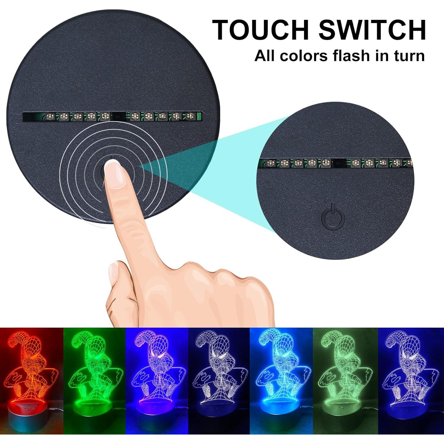 Lámpara Nocturna 3D Nouyet LED Táctil 7 Colores para Niños