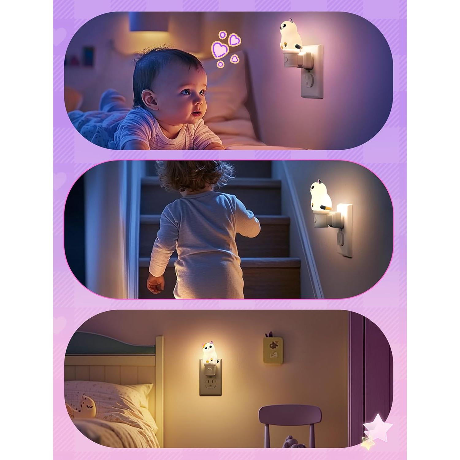 Luz Nocturna 3D KINDEEP Gato Calico con Sensor Crepúsculo