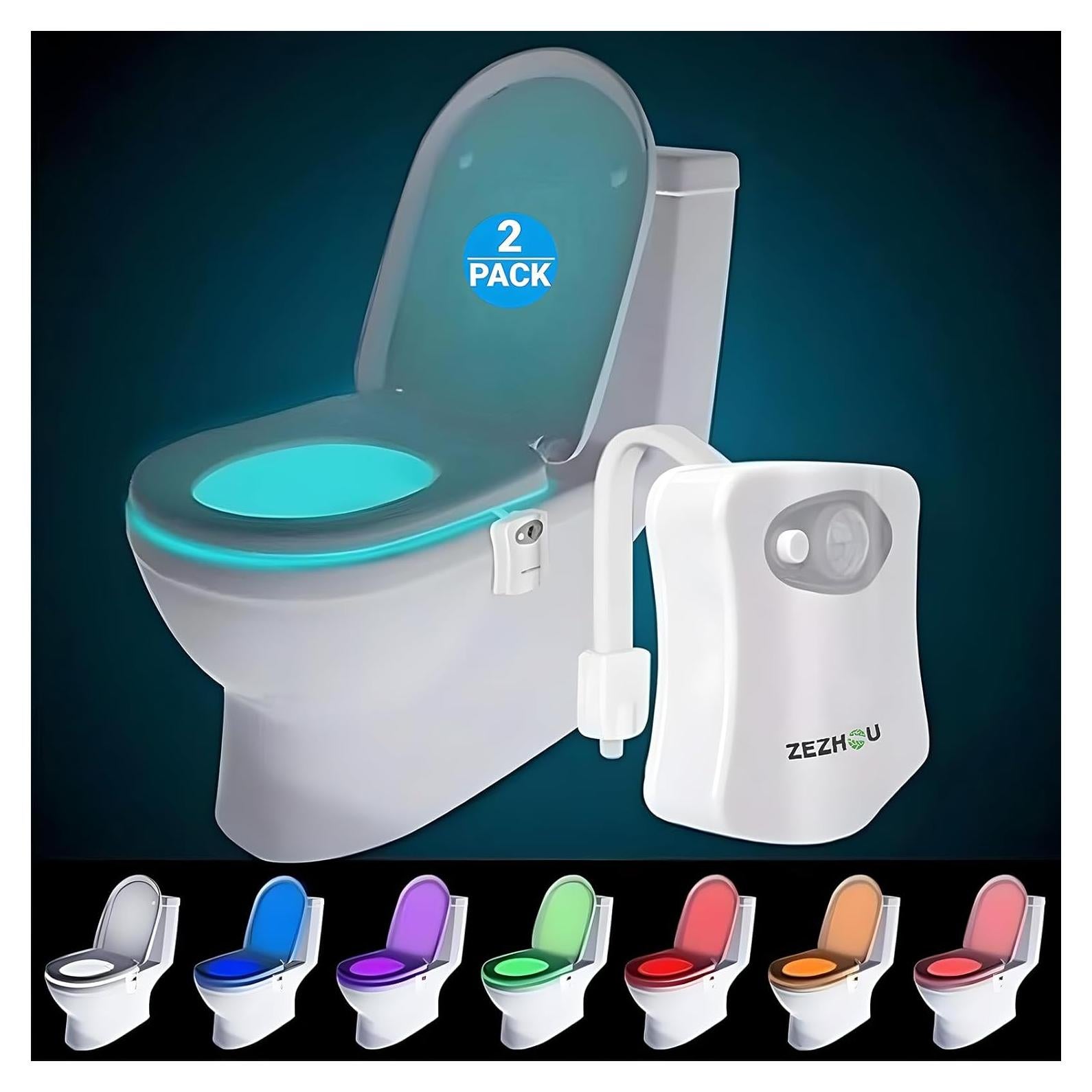 Luz Nocturna LED ZEZHOU para Inodoro 2 Paquete, 8 Colores