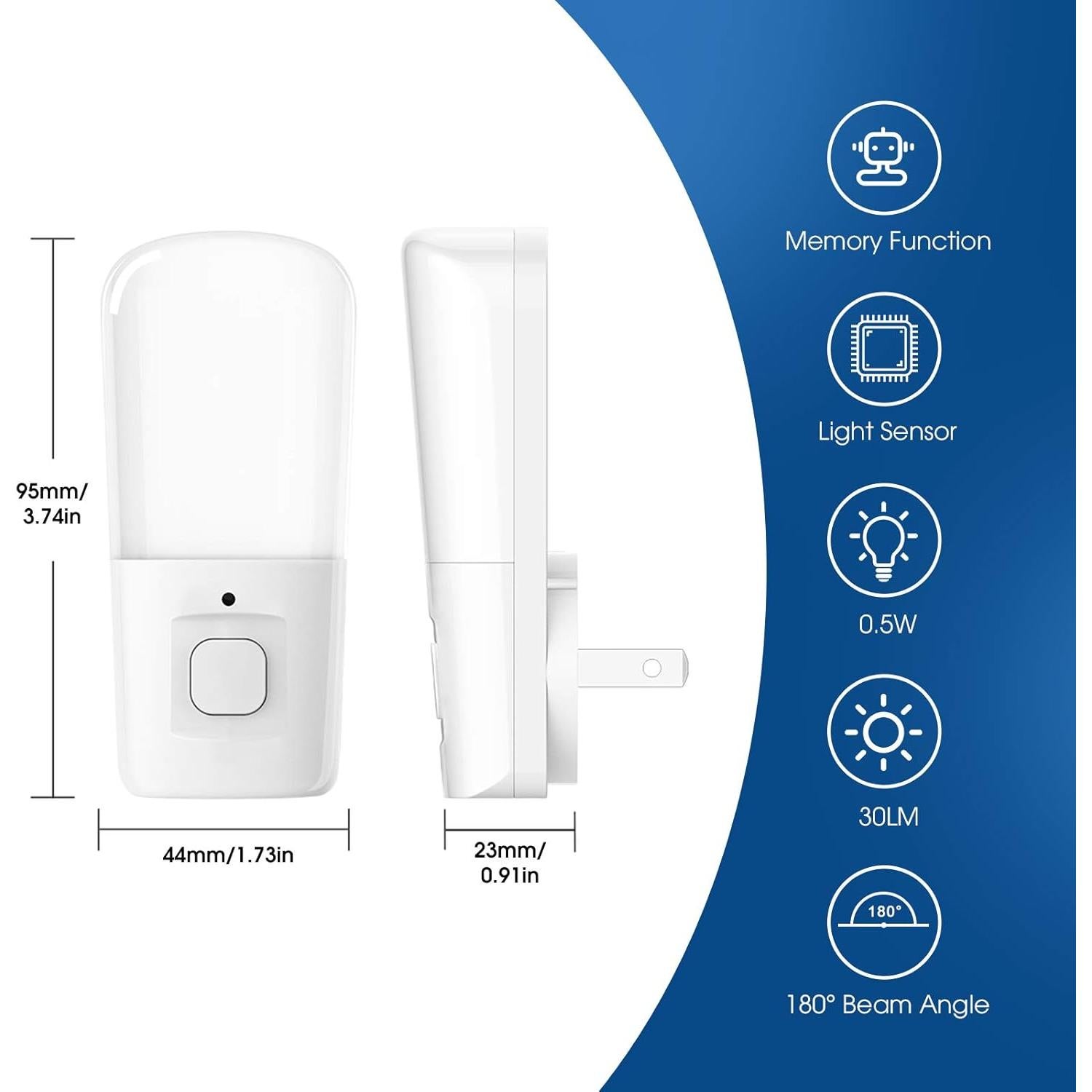 Luz Nocturna LED Enchufable LOHAS 0.5W RGB 2 Piezas