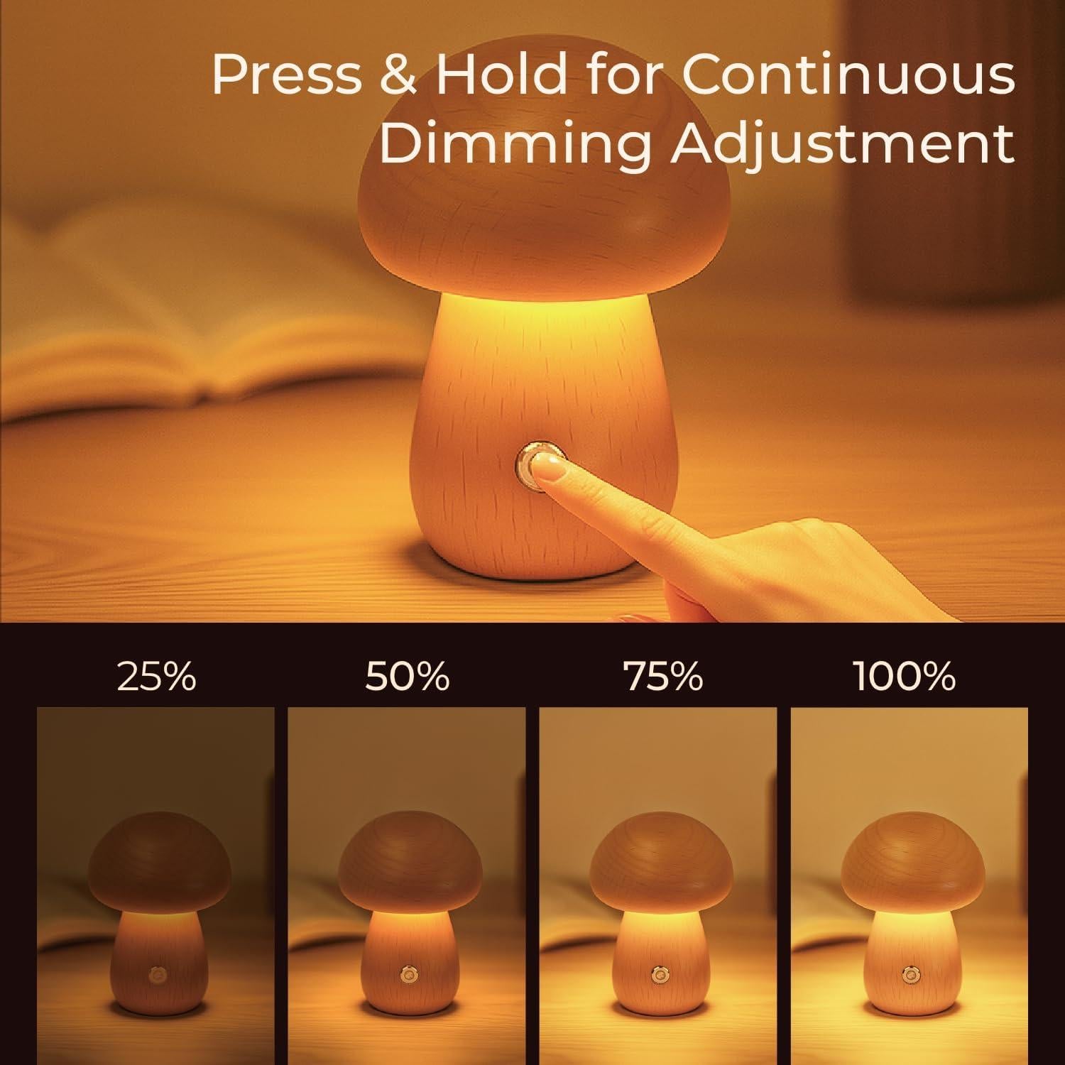 Lámpara de Hongo Recargable SAKSIAPRO 9.9 cm Regulable