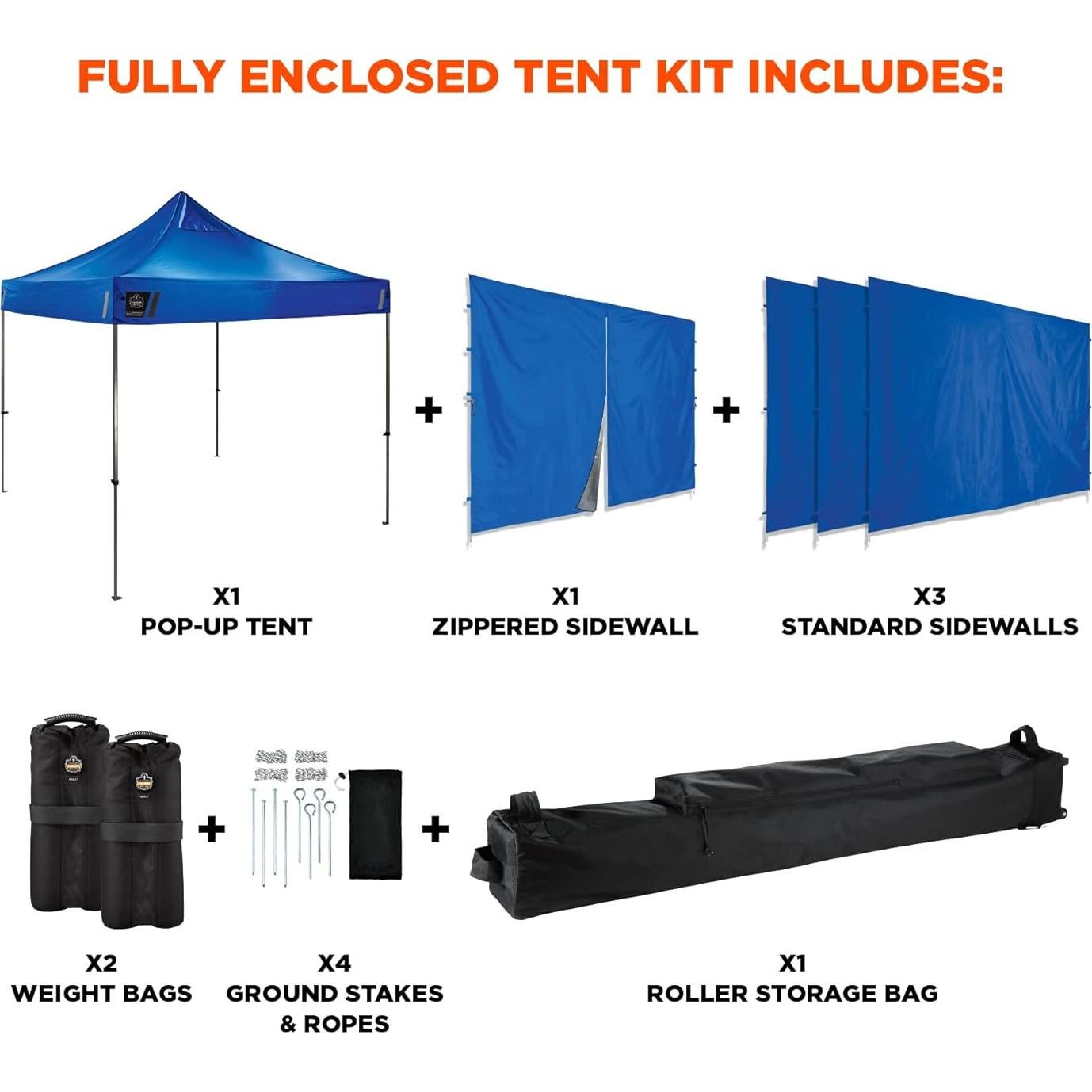 Carpa Plegable Ergodyne SHAX 6053 3m x 3m Azul Totalmente Cerrada