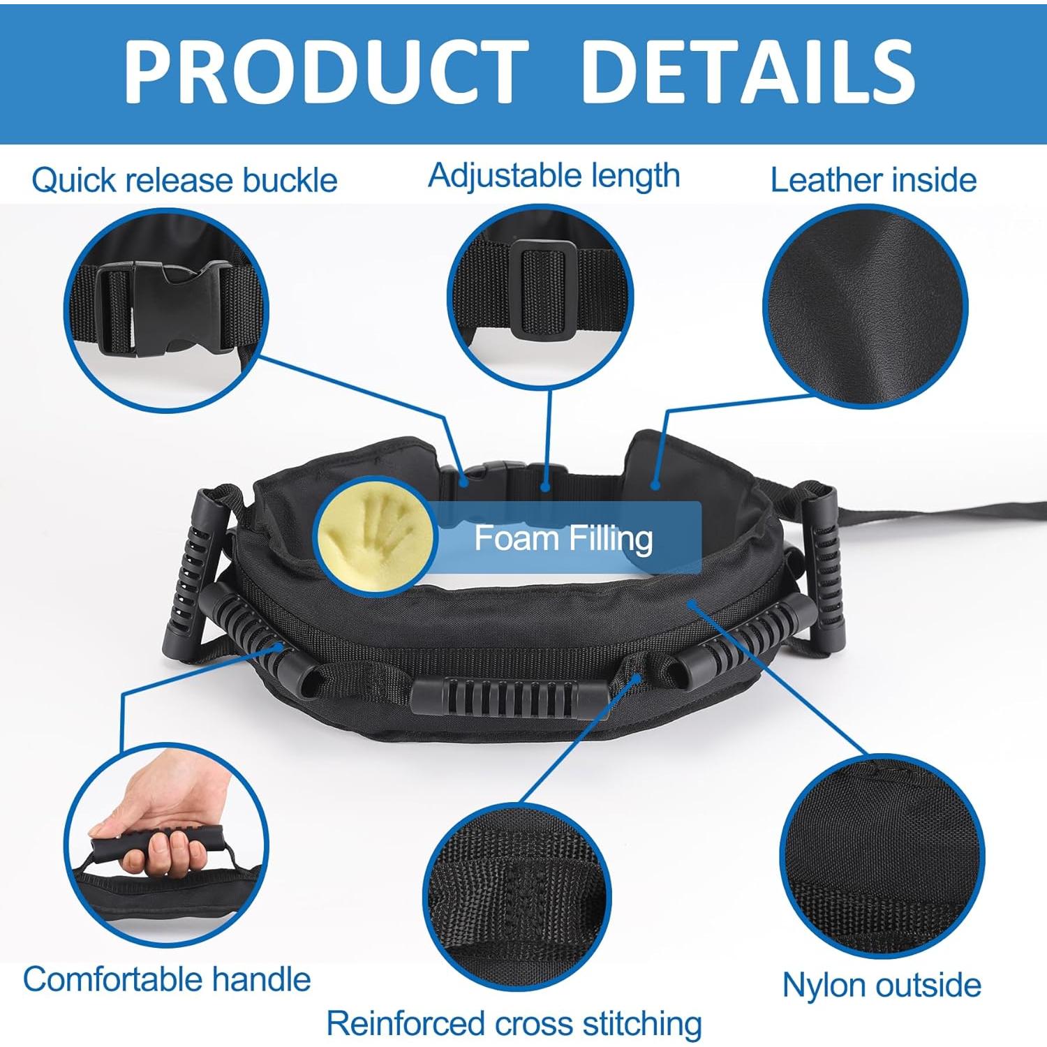 Cinturón de Transferencia Jacobable para Ancianos - Negro