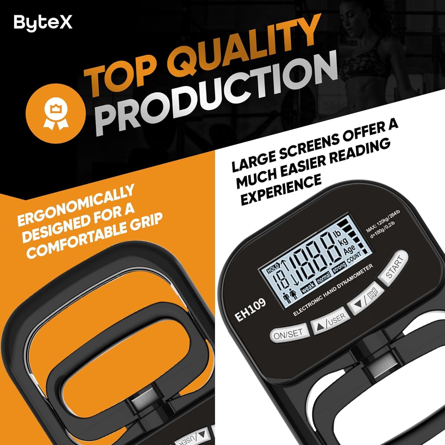 Entrenador de Fuerza de Agarre ByteX - Medidor Digital 120 kg