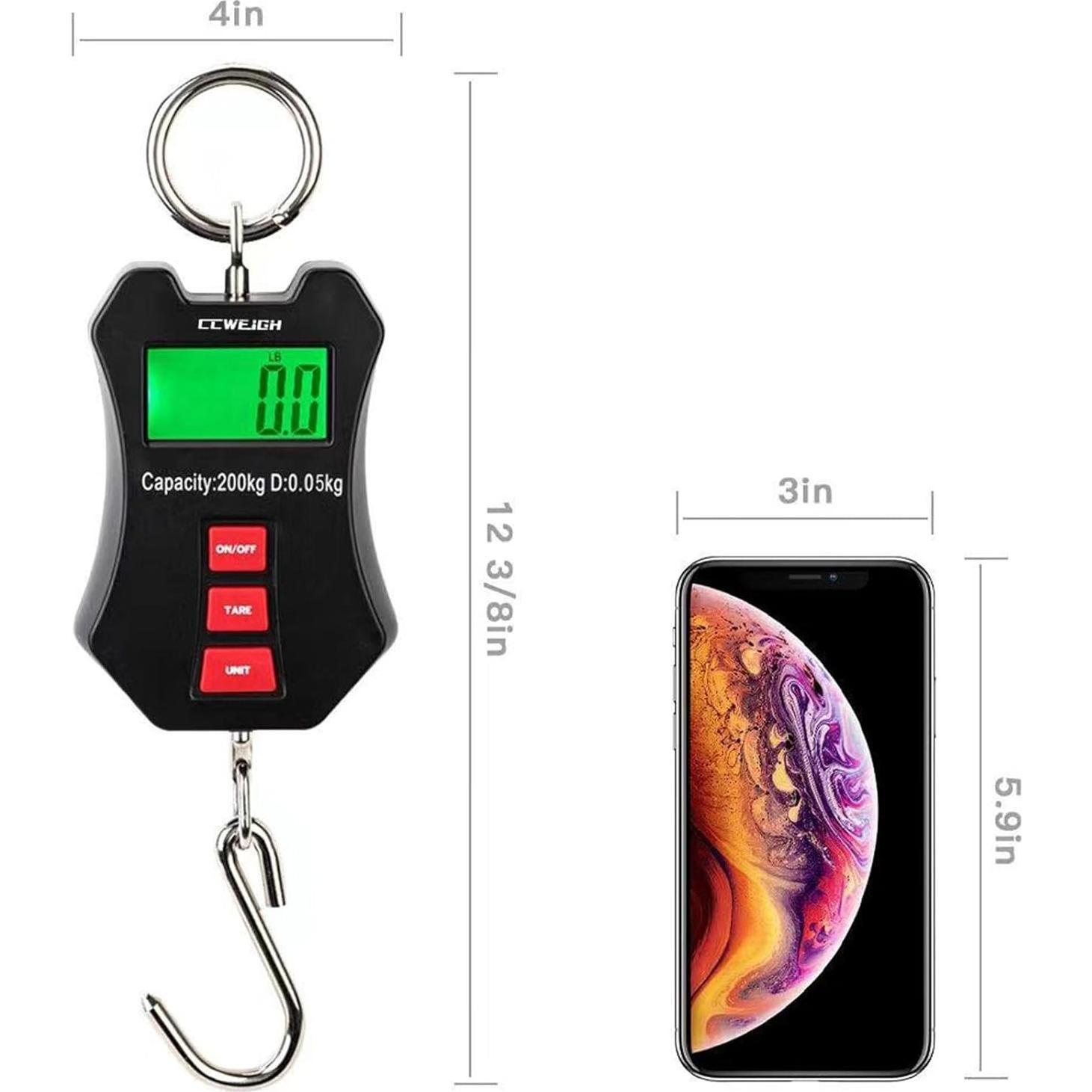 Escala Digital Colgante CCWEIGH 200kg Pantalla LCD Negra