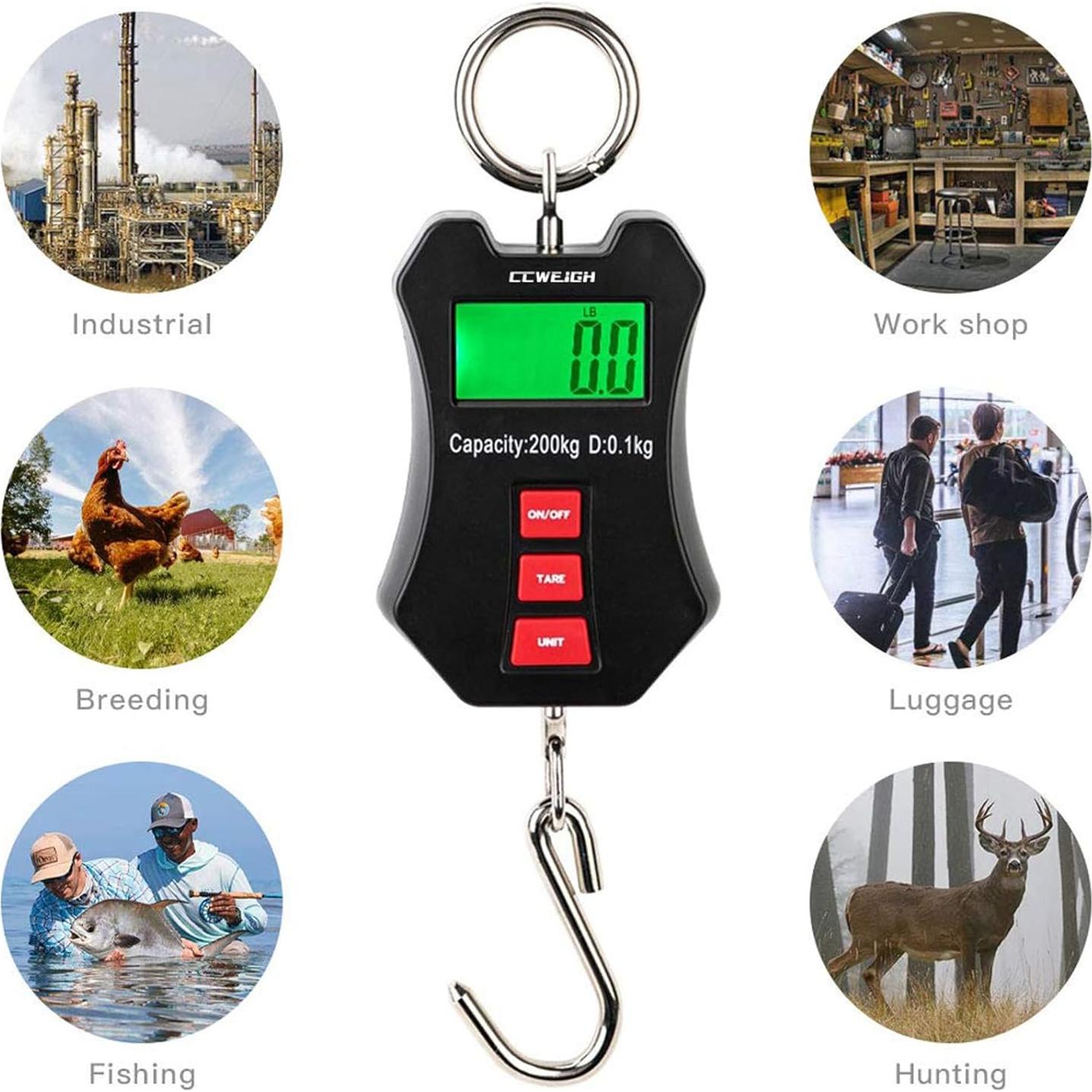 Escala Digital Colgante CCWEIGH 200kg Pantalla LCD Negra