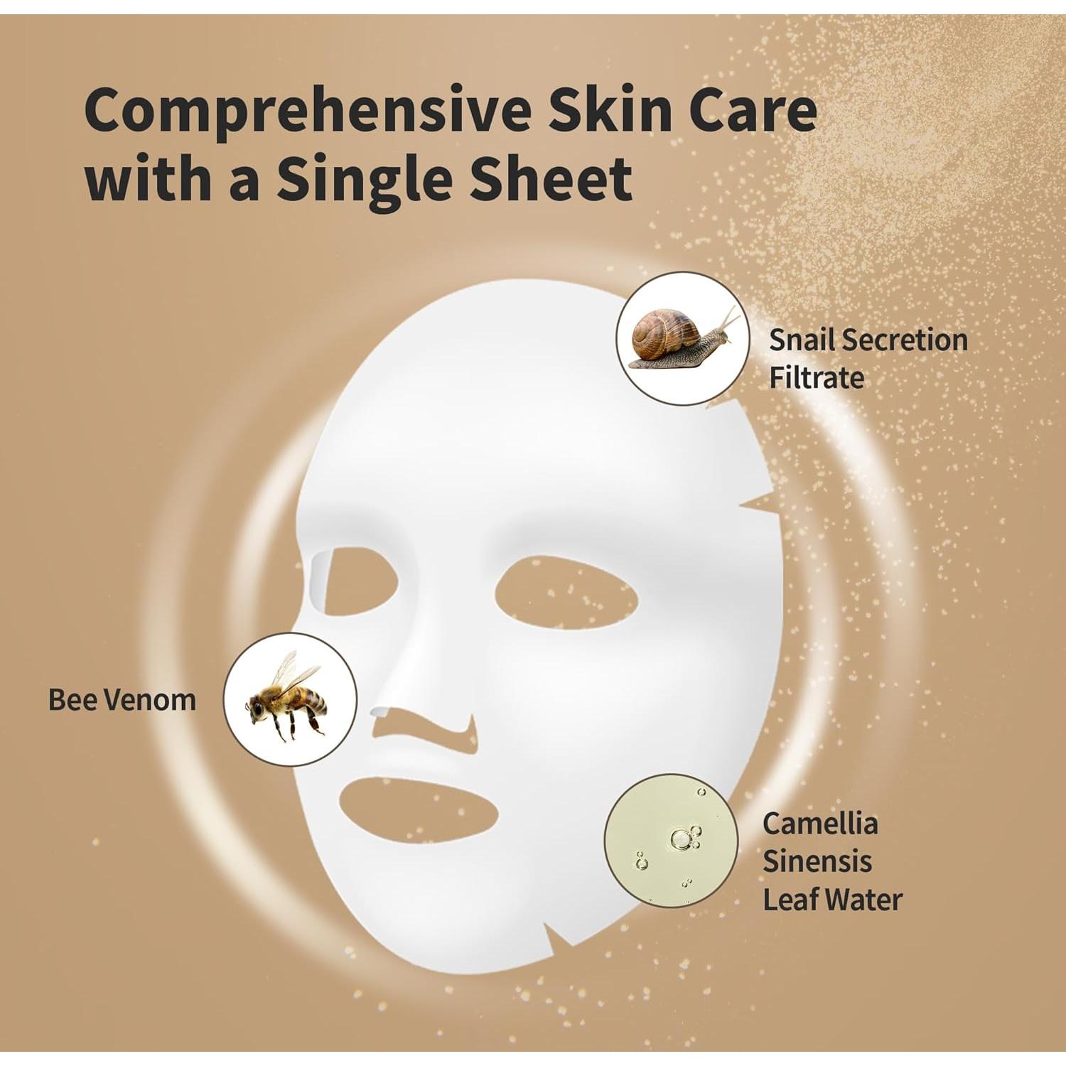 Mascarilla Facial Benton de Caracol y Veneno de Abeja 10 Hojas