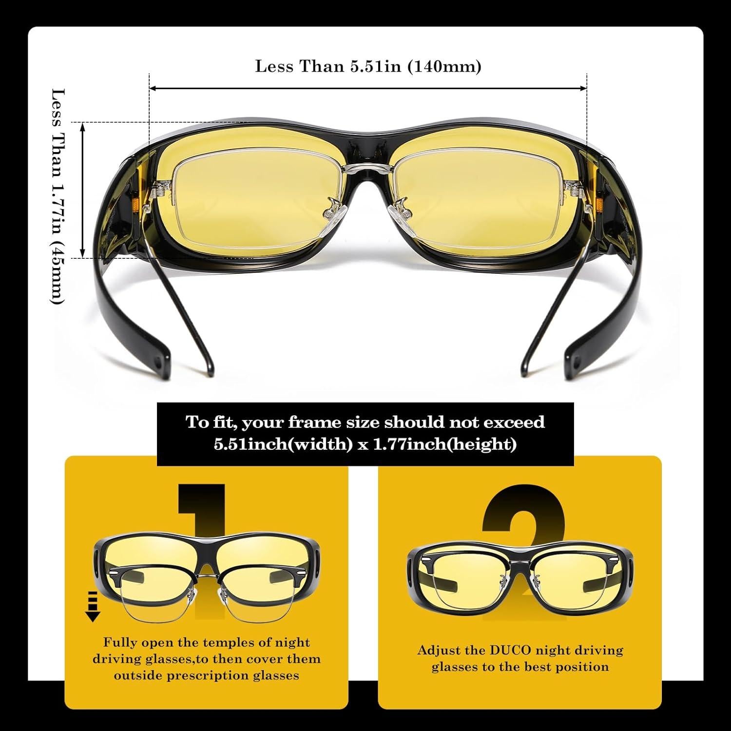 Gafas de Conducción Nocturna DUCO Polarizadas Ajustables