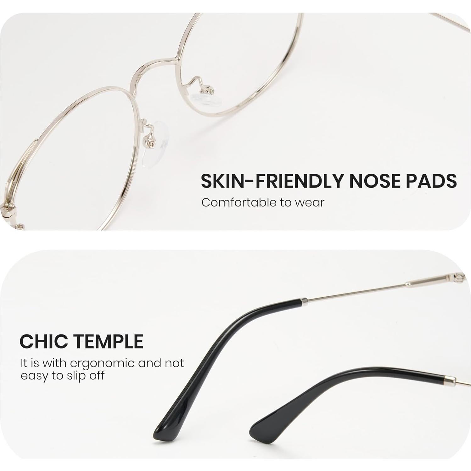 Gafas de luz azul Cyxus redondas metal UV claras unisex