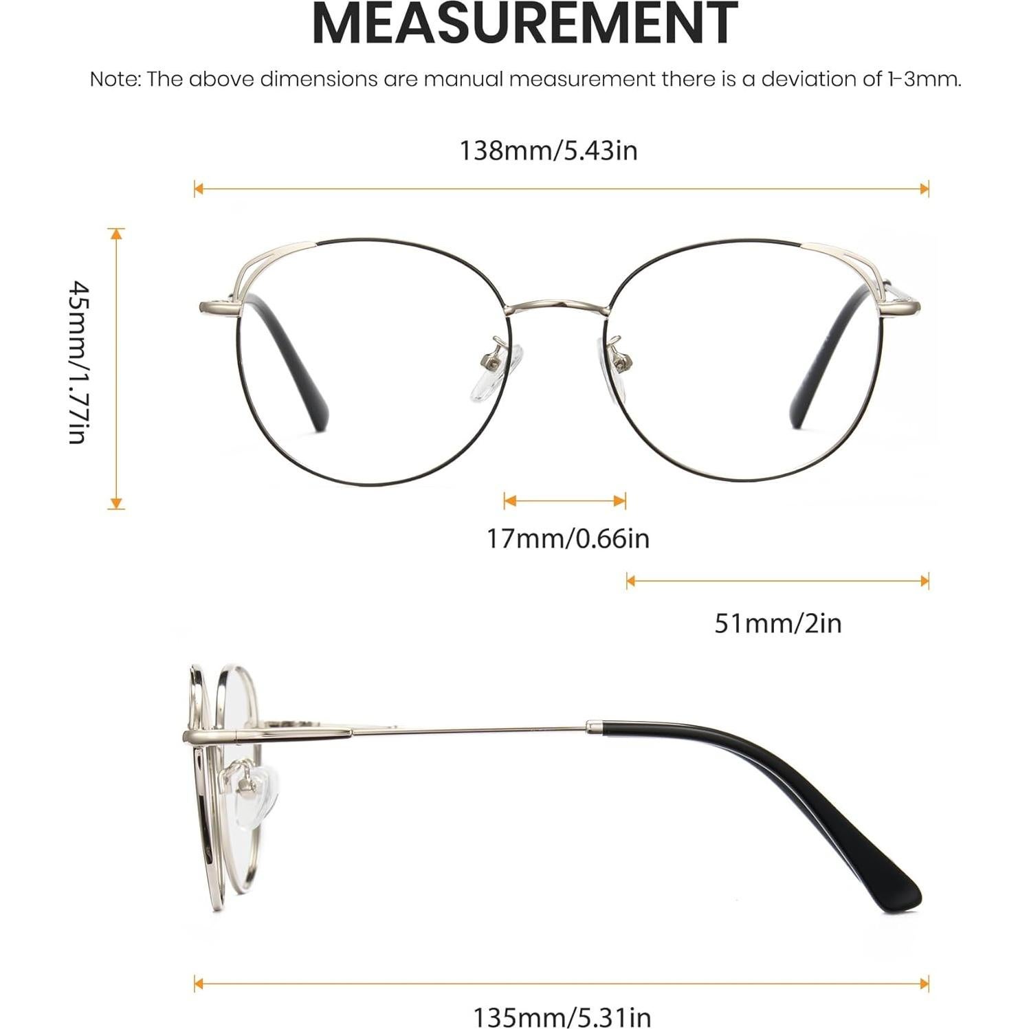 Gafas de luz azul Cyxus redondas metal UV claras unisex