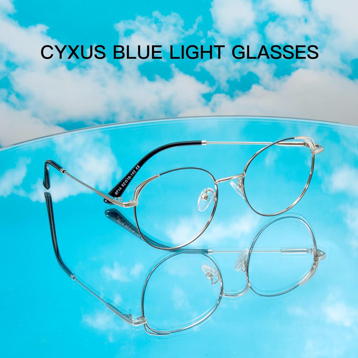 Gafas de luz azul Cyxus redondas metal UV claras unisex