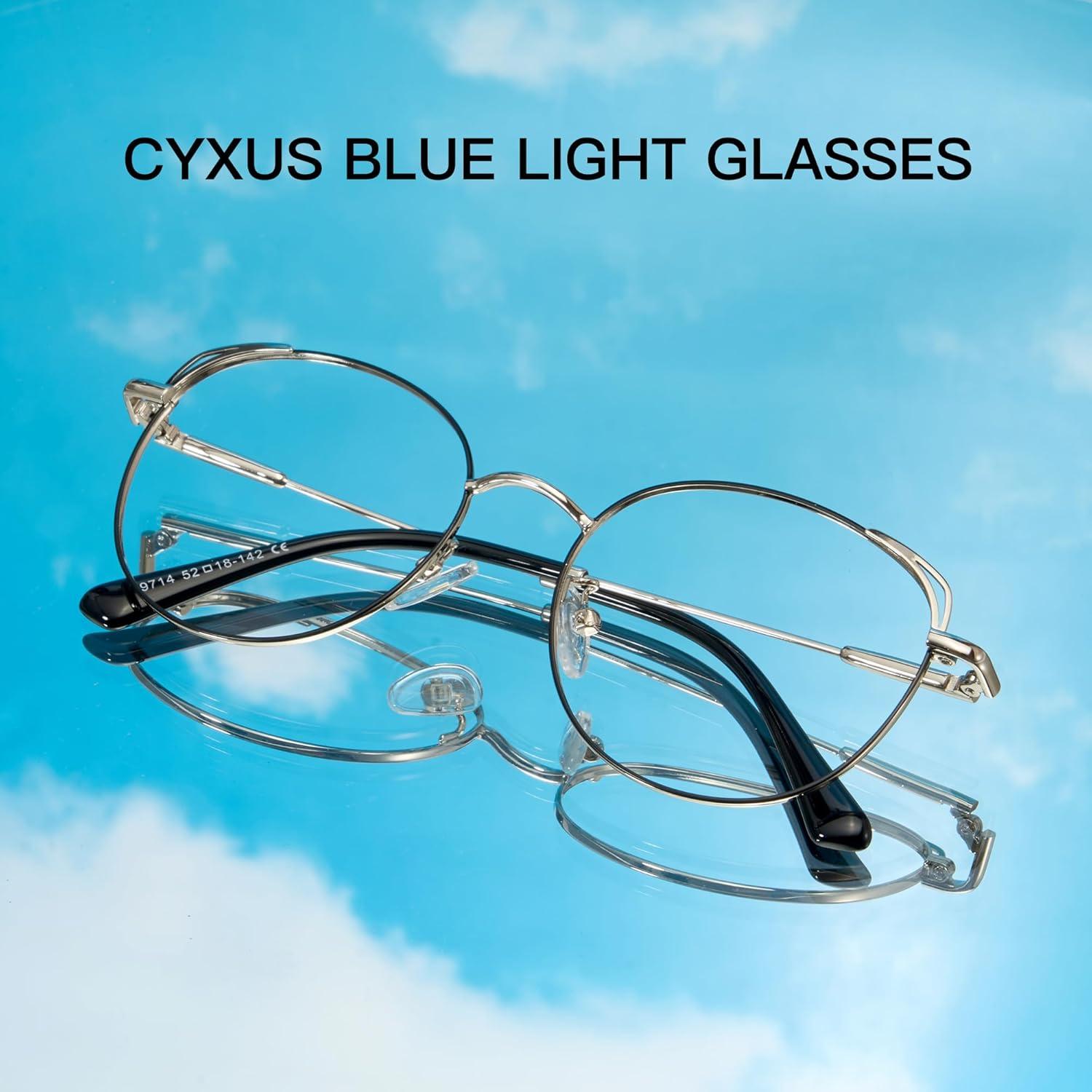 Gafas de luz azul Cyxus redondas metal UV claras unisex
