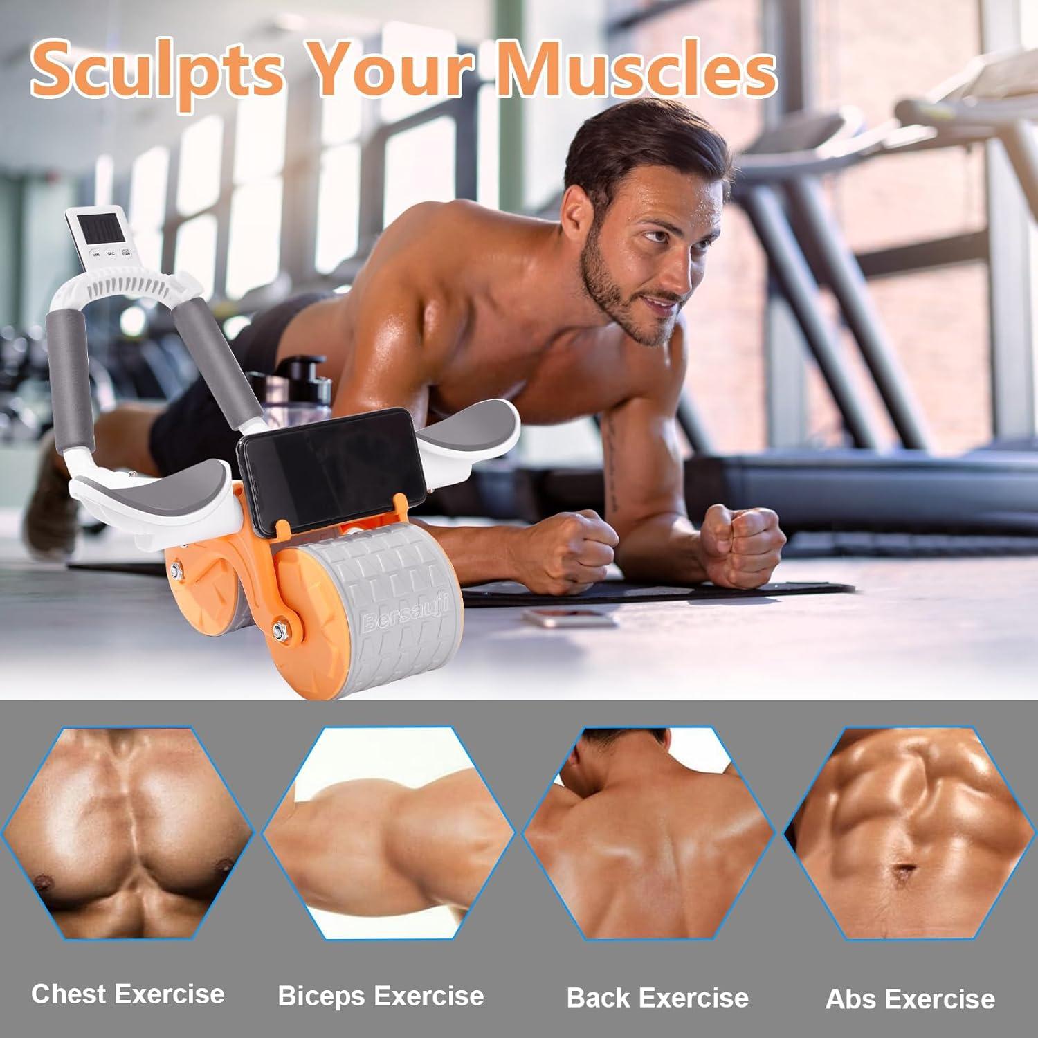 Rueda de Abdominales Bersauji 2025 con Almohadilla y Temporizador