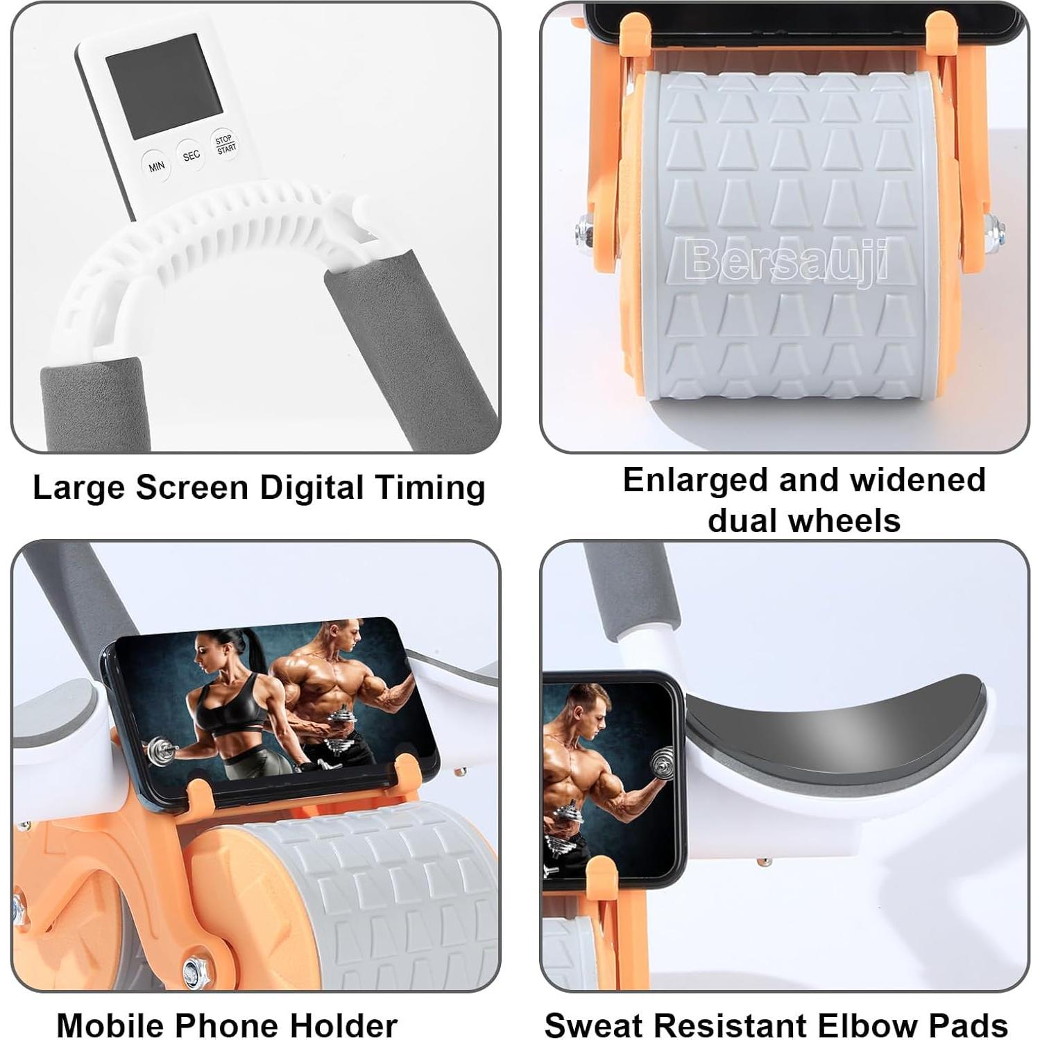 Rueda de Abdominales Bersauji 2025 con Almohadilla y Temporizador