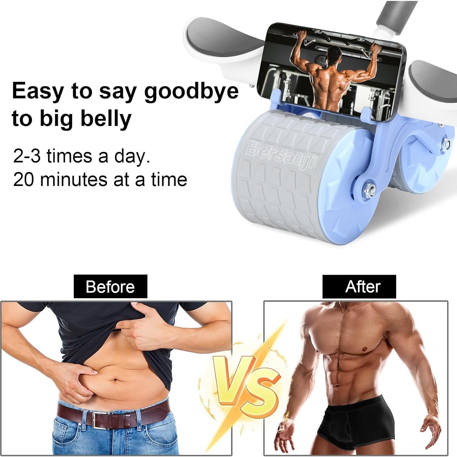 Rueda de Abdominales Bersauji 2025 con Almohadilla y Temporizador