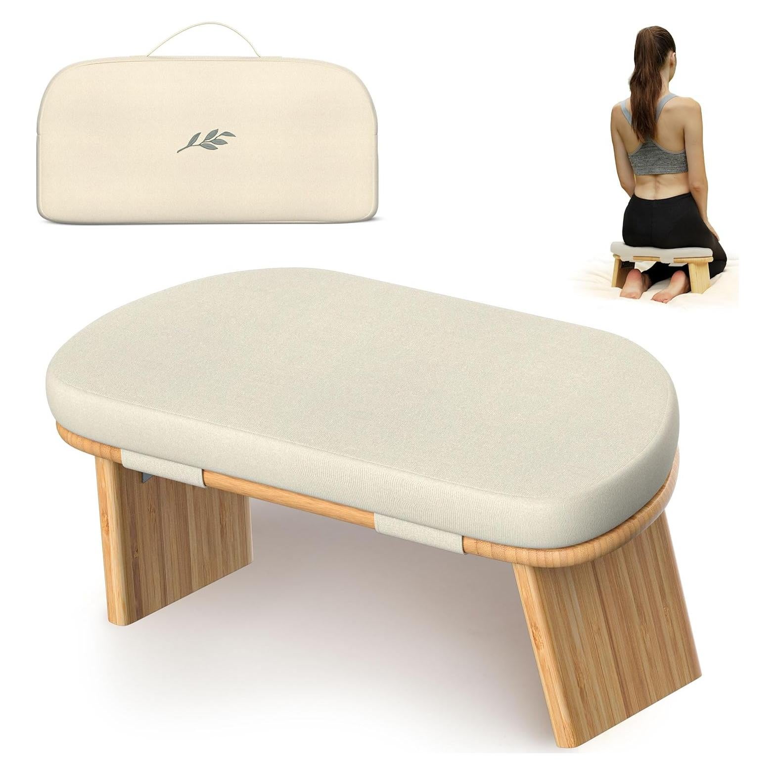 Silla de Meditación LANDORA & LEAF con Cojín Grueso Beige