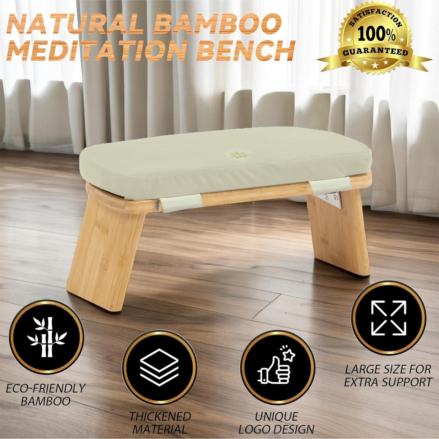Banco de Meditación Plegable Estleys de Bambú 118 kg Beige