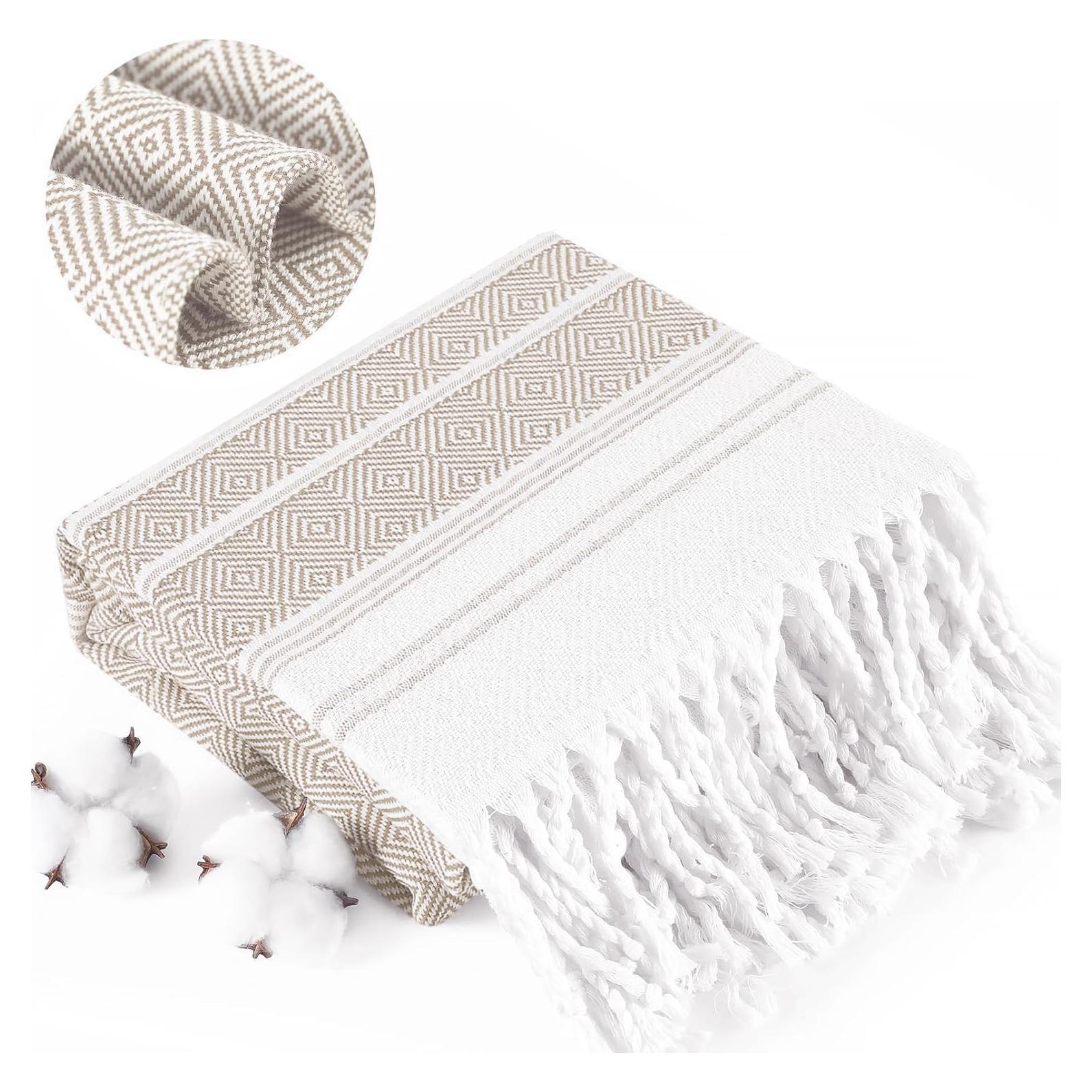 Manta Boho Beige Genovega Extra Grande 127x173 cm Algodón