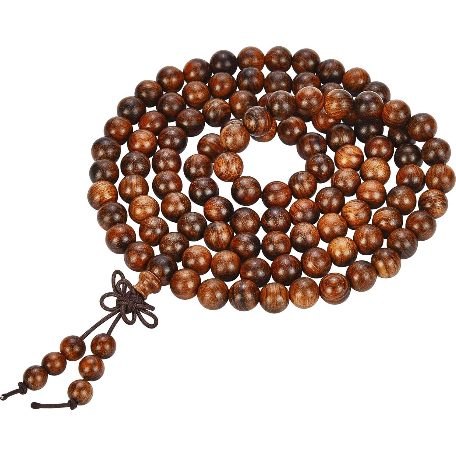 Pulsera Mala de Madera Natural 108 Cuentas 8mm Unisex