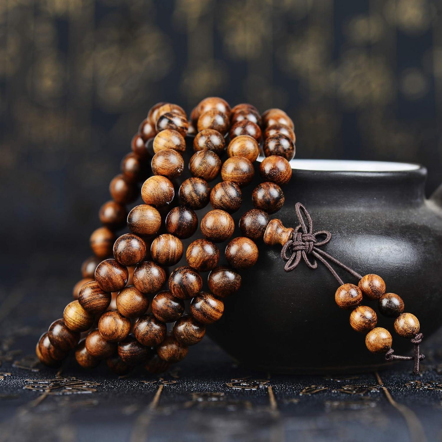 Pulsera Mala de Madera Natural 108 Cuentas 8mm Unisex