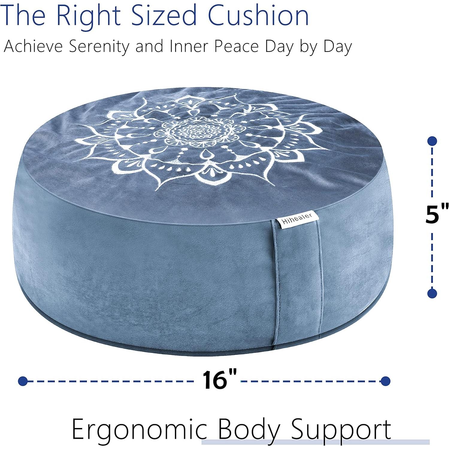 Cojín de Meditación Hihealer de Terciopelo Rosa y Aqua 40.6cm