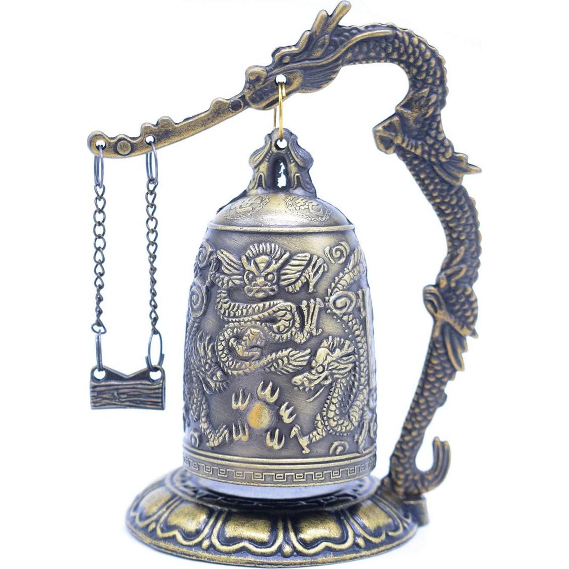 Campana Budista Dragón CYRAN Dorada 12.7 cm Decorativa