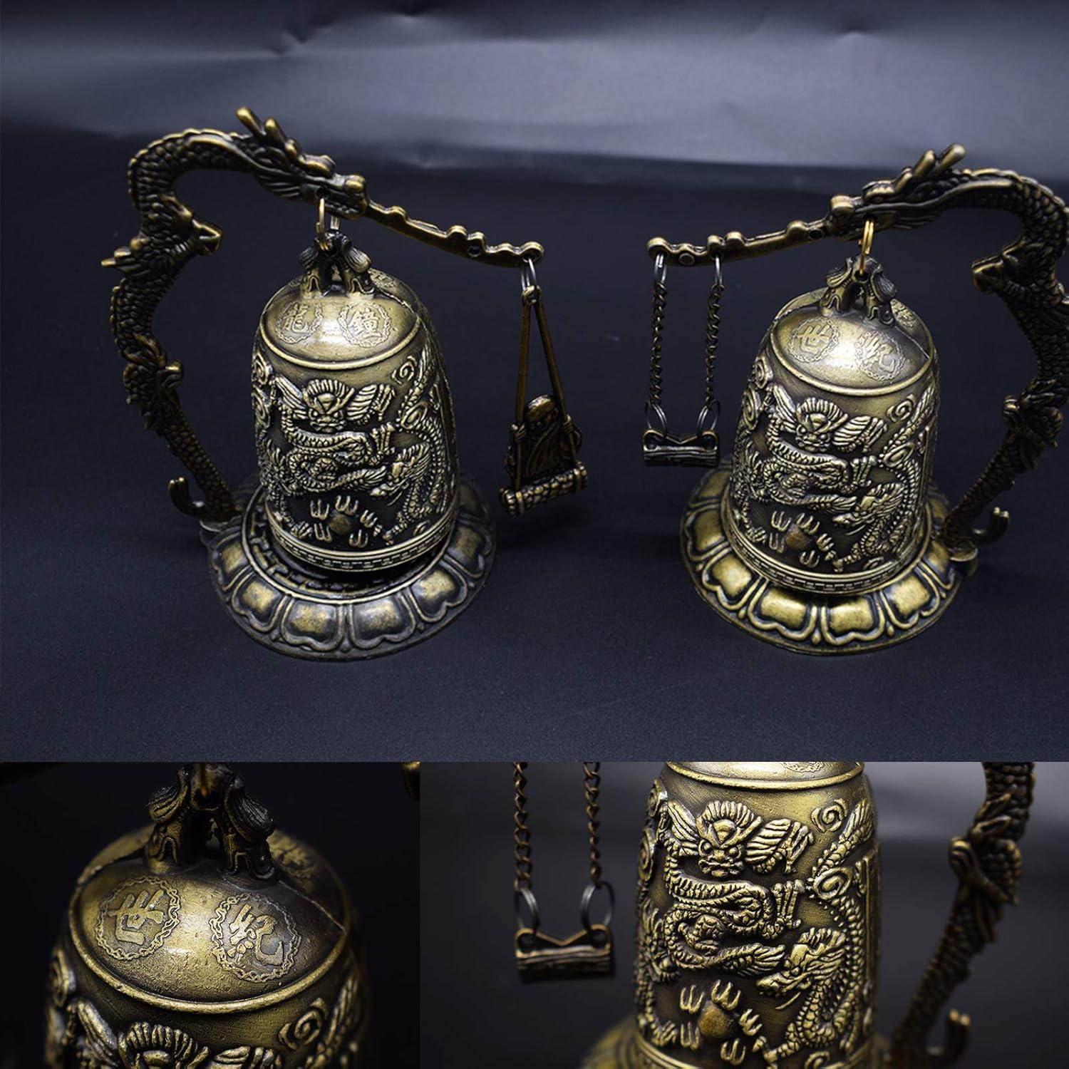 Campana Budista Dragón CYRAN Dorada 12.7 cm Decorativa