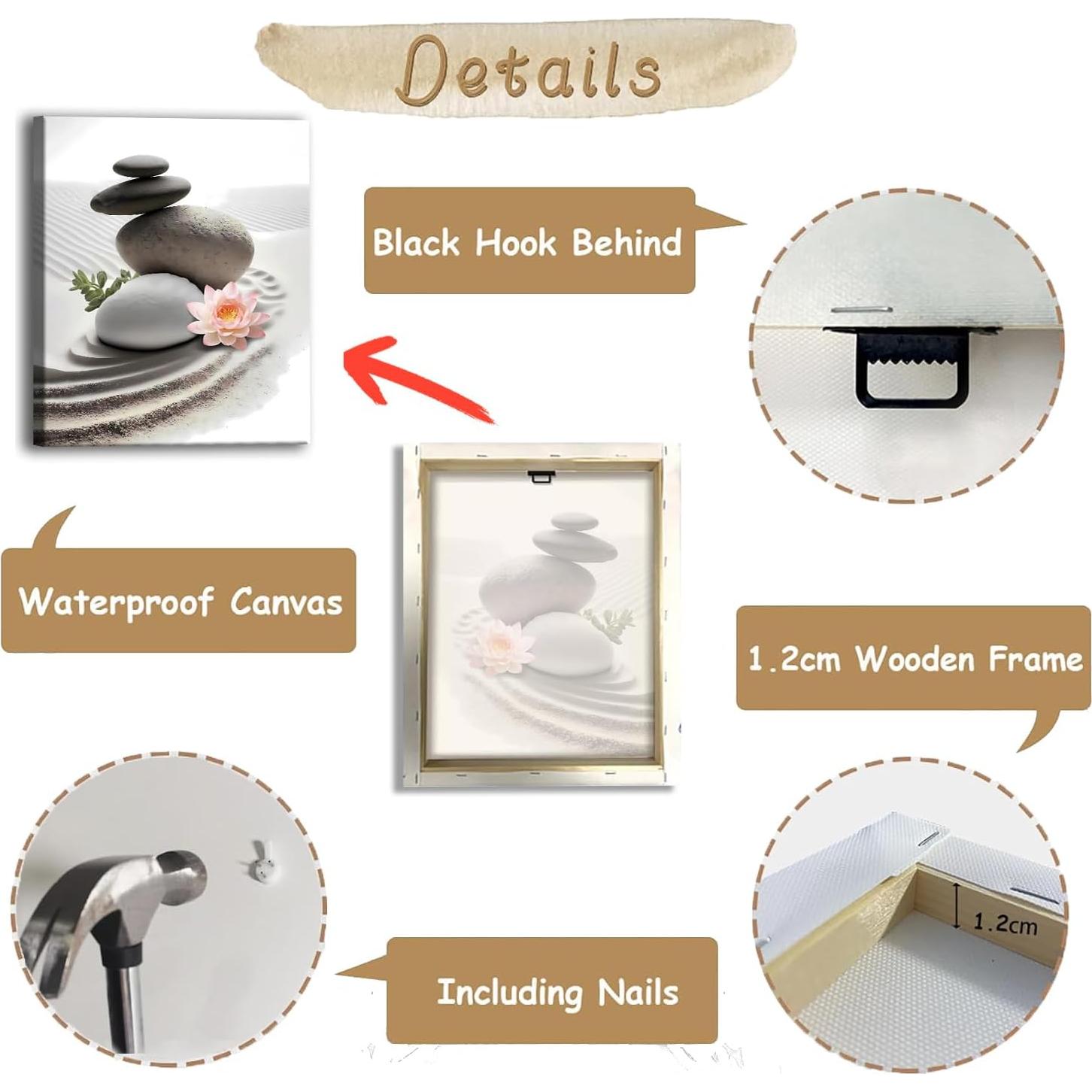 Conjunto de 4 Pósters Zen Enmarcados TANXM 20.32x25.4 cm