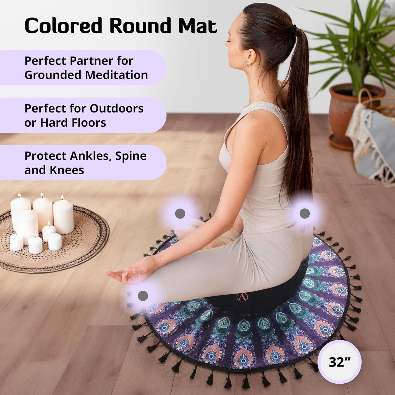 Aila Premium Meditation Cushion – Ergonomic Zafu Pillow with Buckwheat Filling – Includes Extra Washable Cover – Floor Cushion for Comfort & Posture Support – Ideal for Yoga, Mindfulness & Relaxation