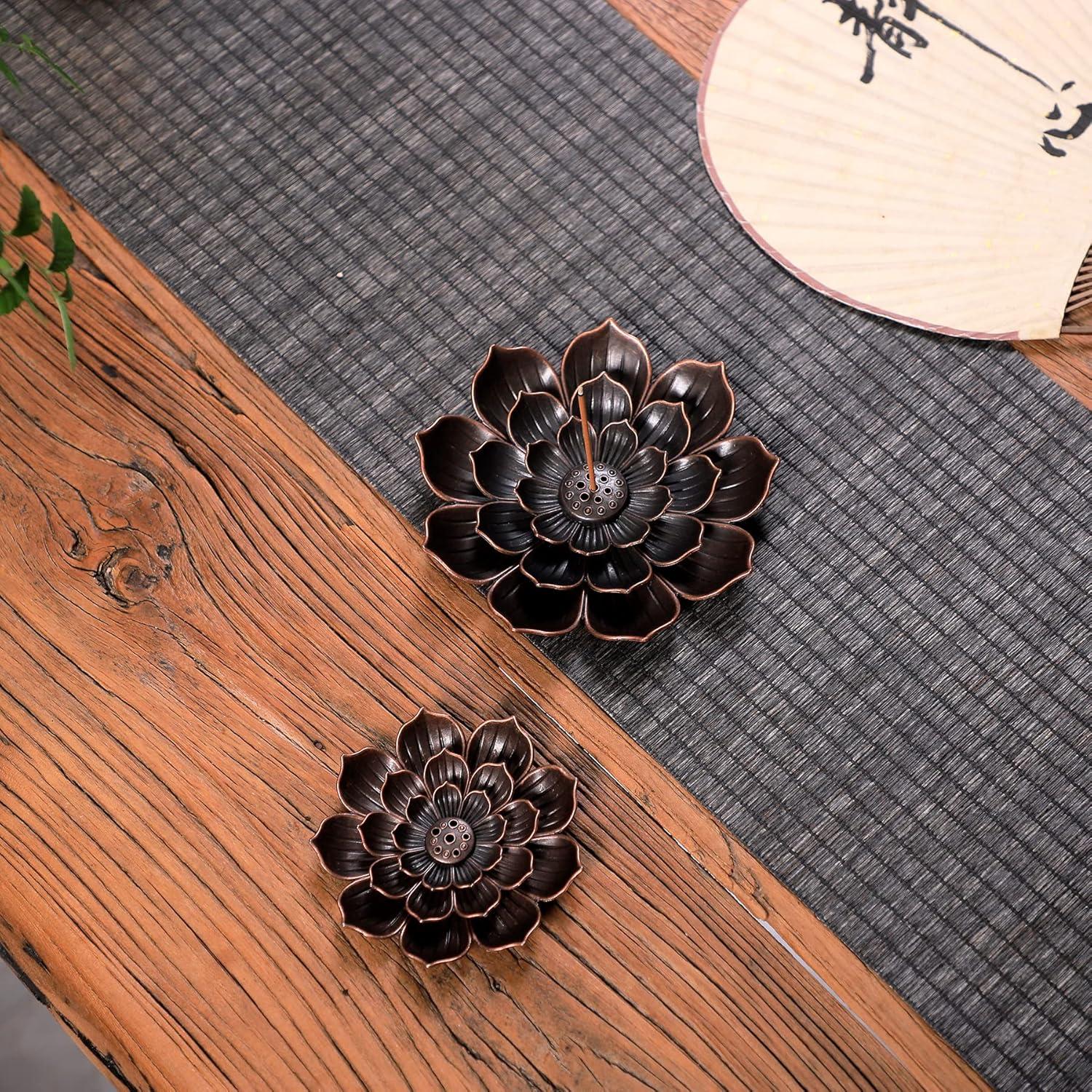 Soporte de Incienso Grande GARMOLY Loto de Zinc Desmontable